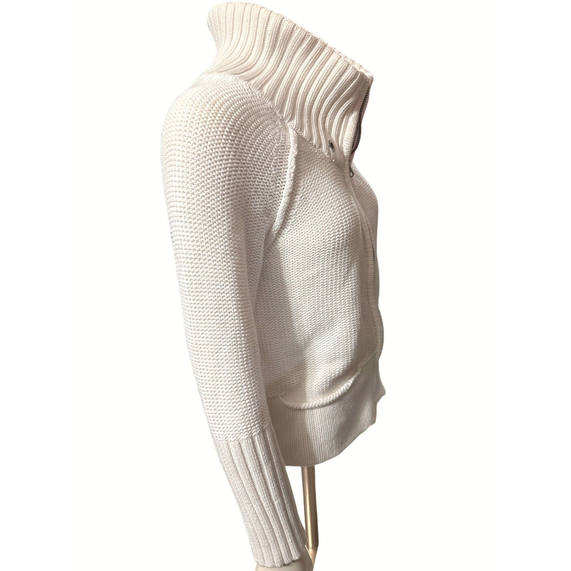 American Eagle Outfitters American Eagle Outfitters White Cotton Knit Zip Sweater With Size S / US 4 / IT 40 - 4 Thumbnail