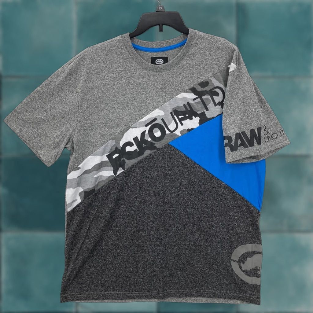 Ecko Unltd. Ecko Unltd Tee Mens XL Gray Blue Camo RAW Uncut Graphic Athletic Urban Y2K Size US XL / EU 56 / 4 - 1 Thumbnail