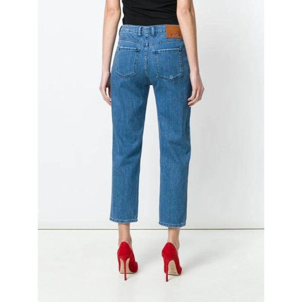 Love Moschino Love Moschino Heart Patch High Rise Straight Jeans 26 Blue Size 28" / US 6 / IT 42 - 3 Thumbnail