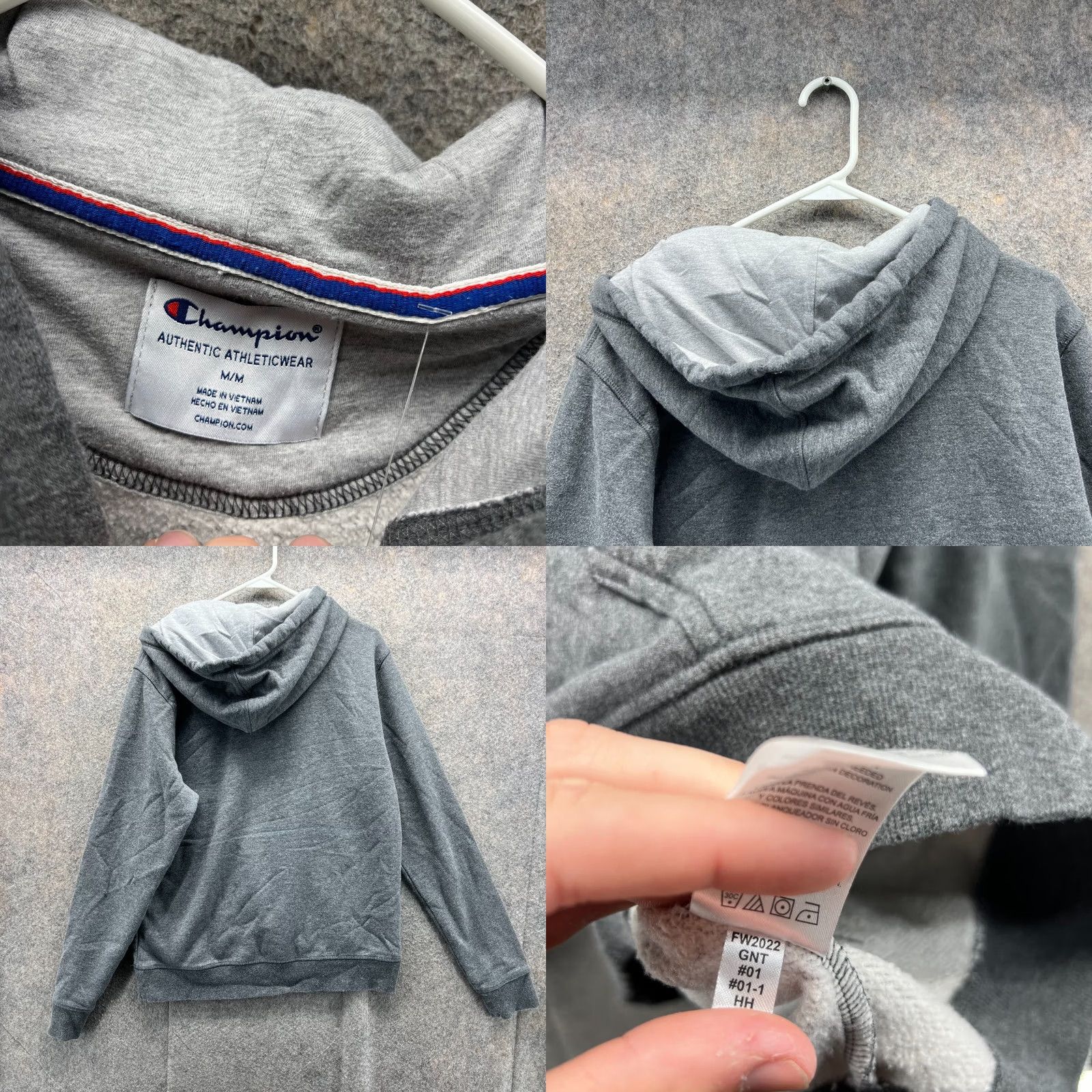 Champion VINTAGE Champion Hoodie Mens Medium Gray Fleece Pullover Logo Sweatshirt Winter Jacket Size US M / EU 48-50 / 2 - 8 Thumbnail