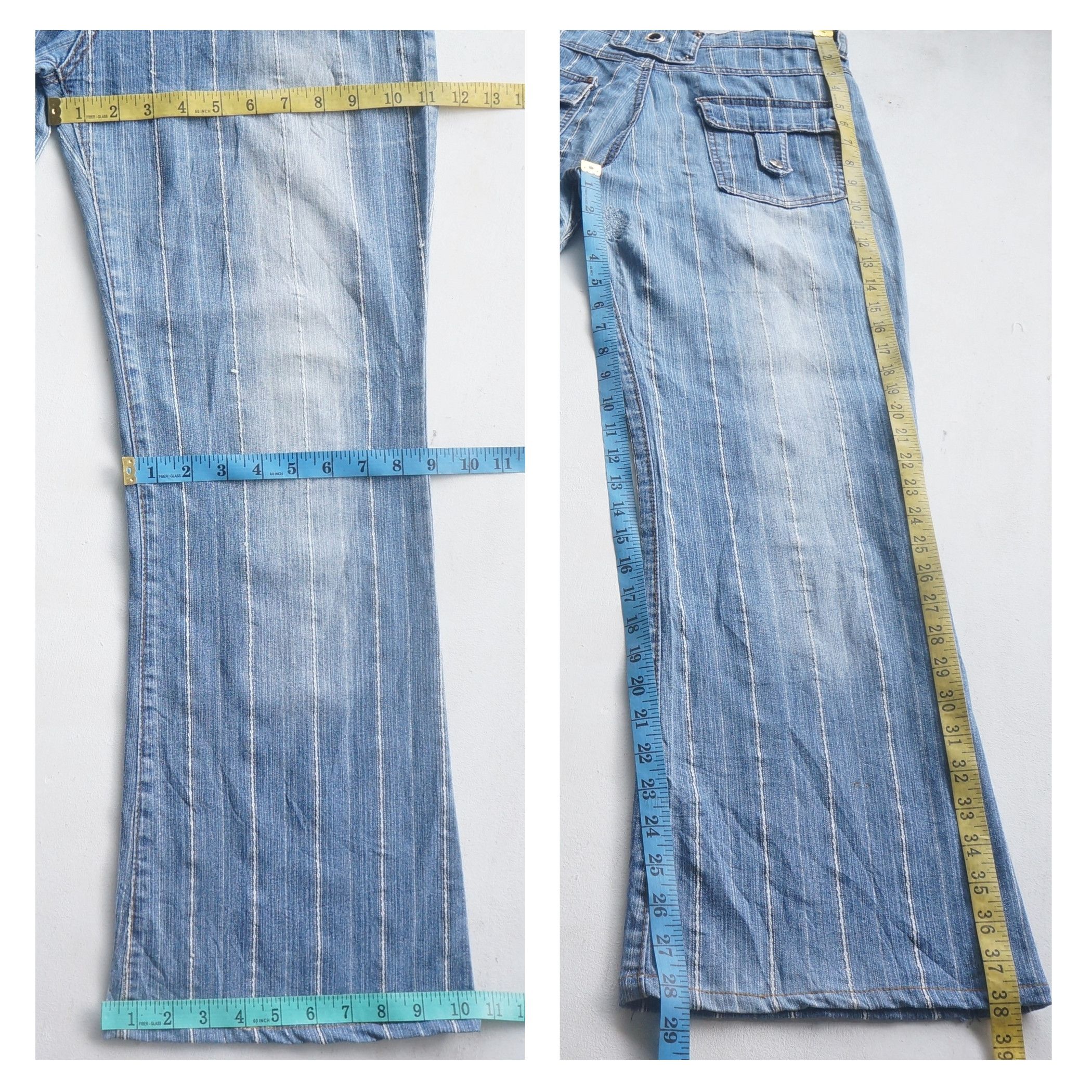 Japanese Brand KAREN Striped Flare Soft Jeans Size 30" / US 8 / IT 44 - 7 Thumbnail