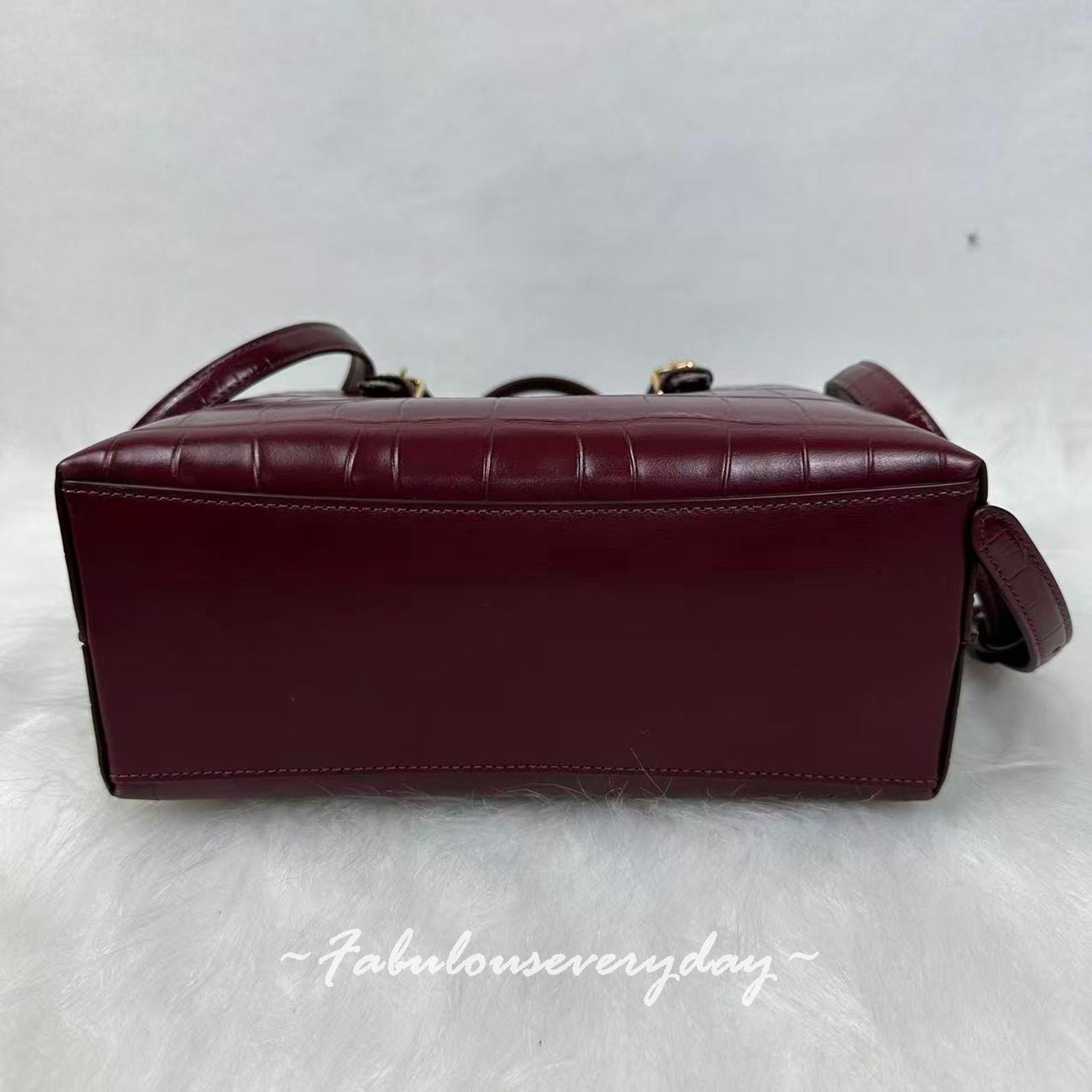 Coach Coach Mollie Tote Bag Crocodile-embossed Leather/Dark Wine Size ONE SIZE - 6 Thumbnail