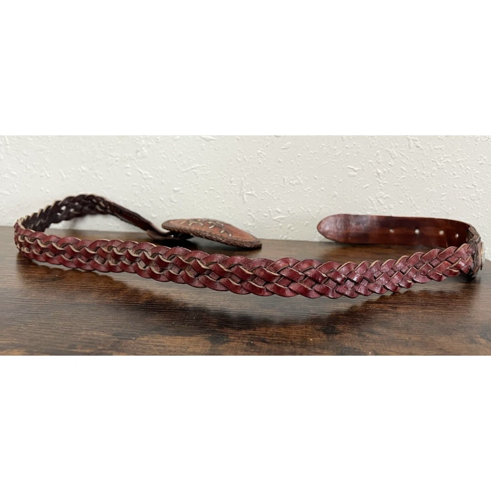Vintage VINTAGE Leather Deer Belt Buckle Braided Unbranded Belt 43.75 inches Animal Mens Size ONE SIZE - 4 Thumbnail