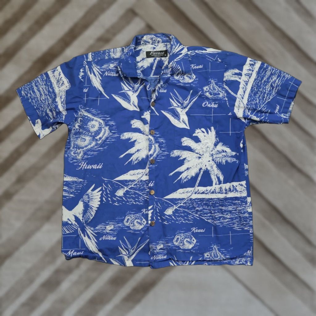 Vintage Favant Mens XL Blue Classic Hawaiian Collared Button-Up Shirt User: Favant Mens XL Blue Classic Hawaiian Collared Button-Up Shirt Size US XL / EU 56 / 4 - 1 Thumbnail
