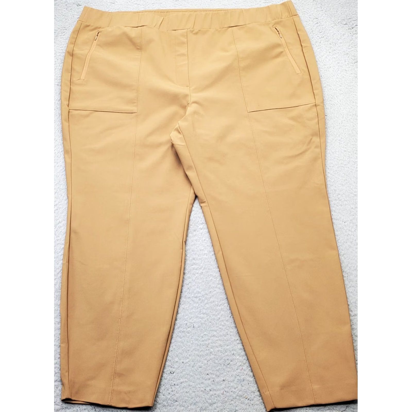 Vintage Lane Bryant Ankle Pants Womens 26 Tan Stretch Straight Leg Zipped Pocket Pull On Size 26" / US 2 / IT 38 - 2 Thumbnail