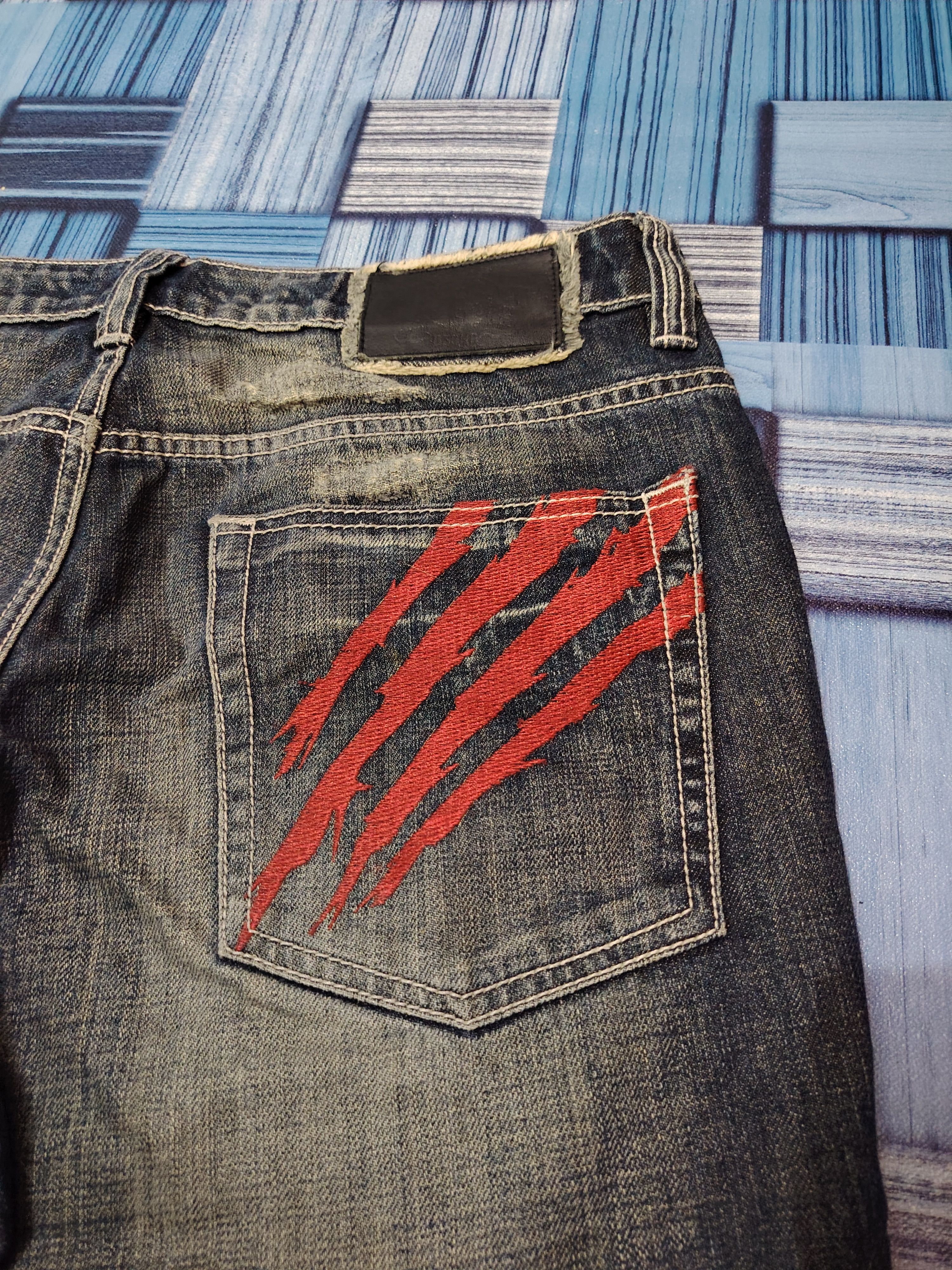 Japanese Brand Distressed denim osaka big train flared jeans Size US 31 - 17 Thumbnail