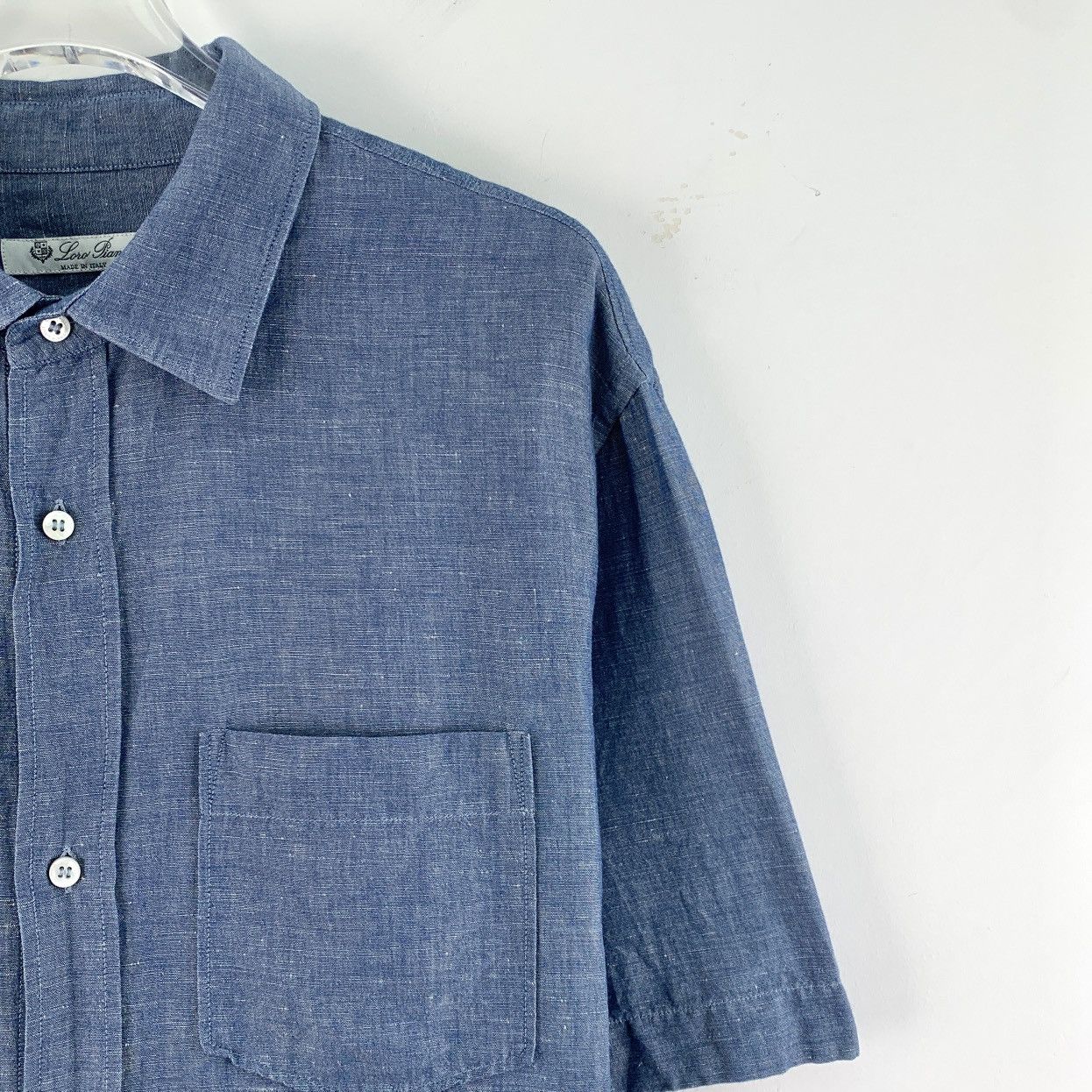 Loro Piana Loro Piana Dark Blue Collared Short Sleeve Shirt K26WX Size US M / EU 48-50 / 2 - 3 Thumbnail