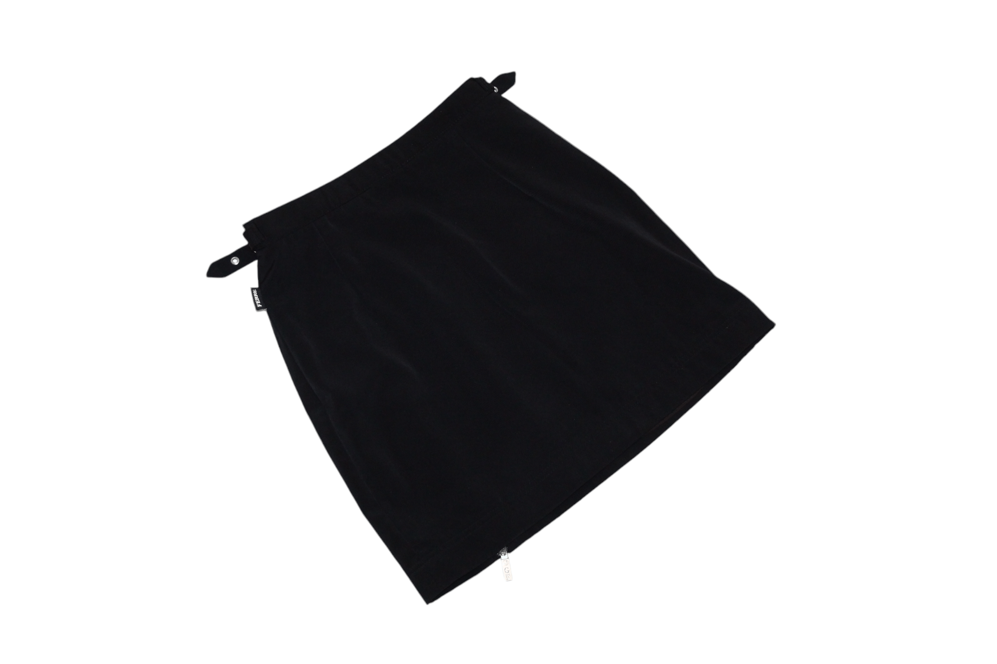 GF Ferre Vtg GF Ferre Jeans lined glossy black wrap zip mini skirt Size 29" - 14 Thumbnail