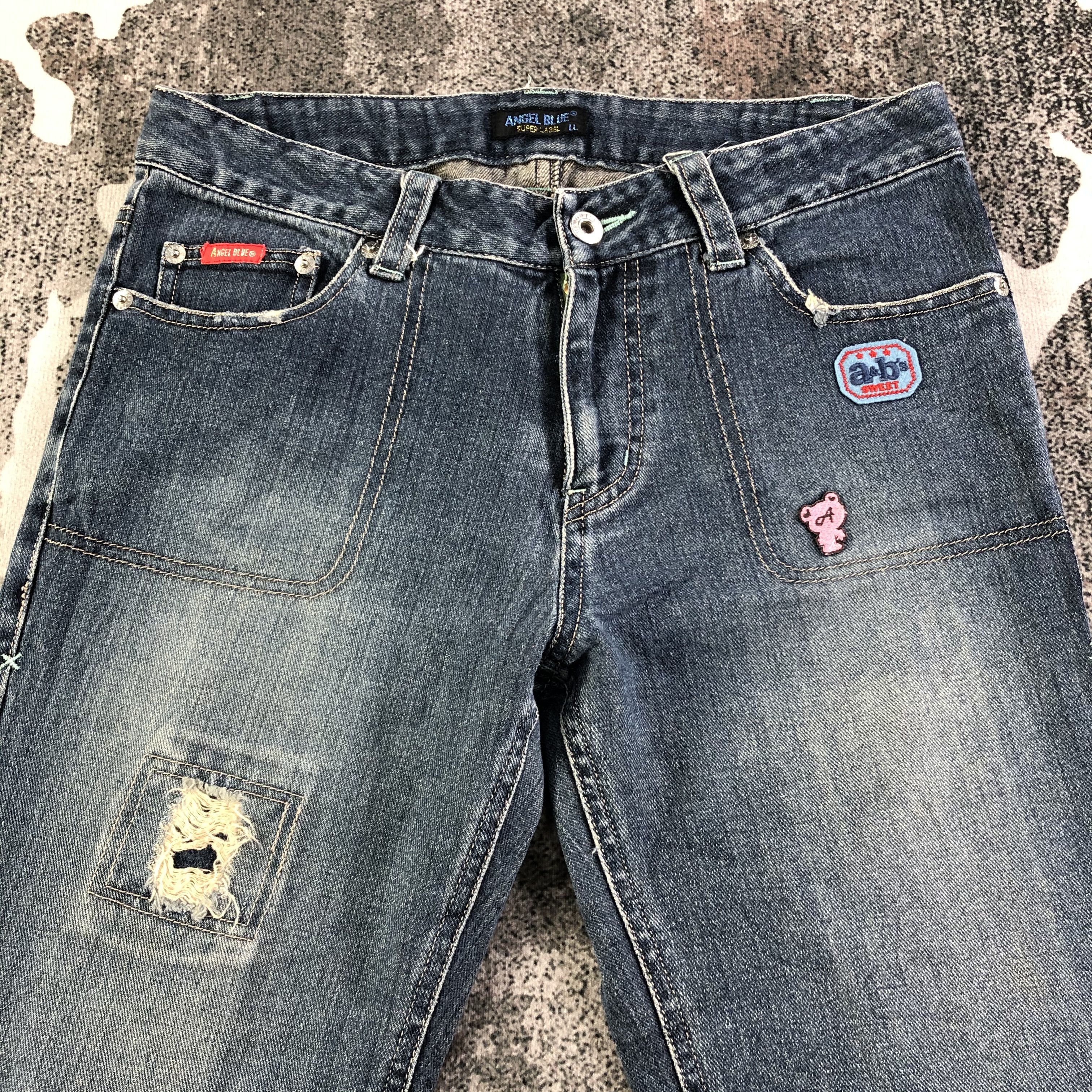 Japanese Brand Angel Blue Patchwork Flared Jeans KJ1980 Size 30" / US 8 / IT 44 - 3 Thumbnail