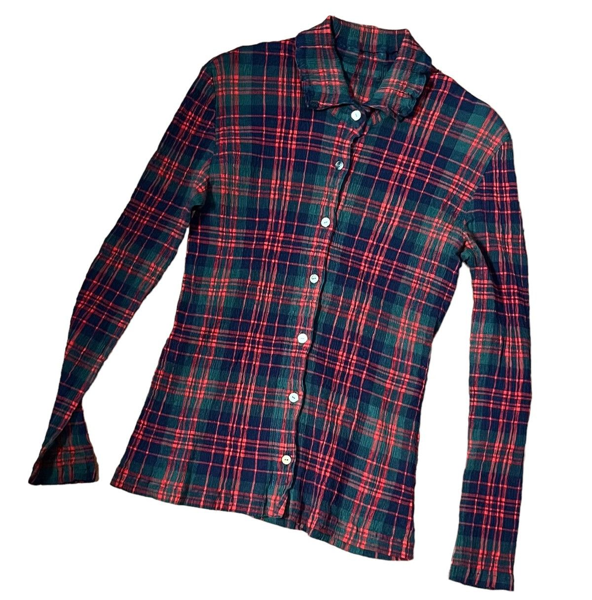 Issey Miyake Vintage tsumori chisato pleated checkered print shirt Size S / US 4 / IT 40 - 4 Thumbnail