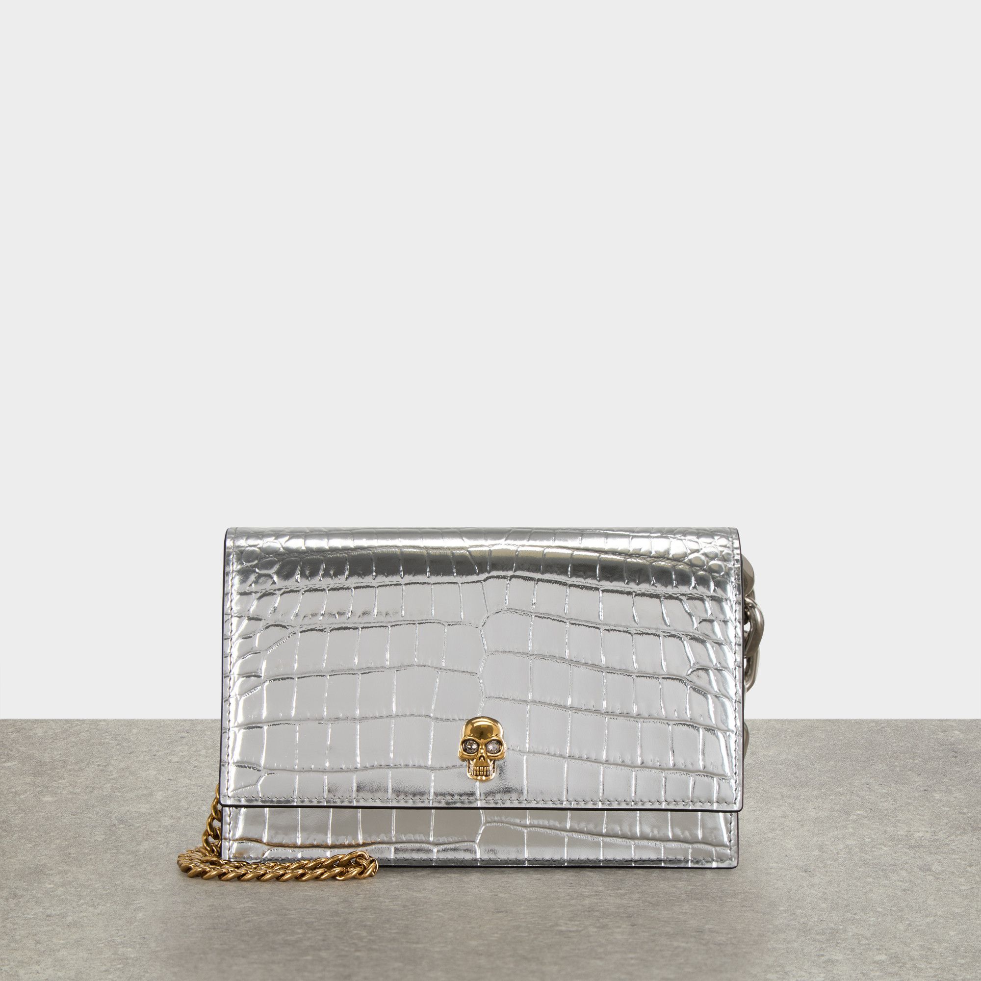 Alexander McQueen os11x1225 Size: OS / Small Skull Croc-Embossed Bag Size ONE SIZE - 1 Thumbnail