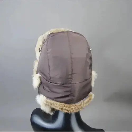 Other Warm Natural Rabbit Fur Bomber Hat With Earflaps Size ONE SIZE - 3 Thumbnail