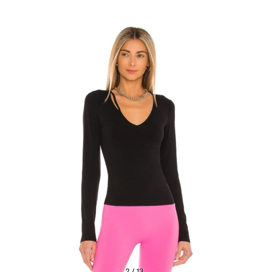 Helmut Lang Helmut Lang Slash V Neck Black Top seamless. Size M/L Size M / US 6-8 / IT 42-44 - 4 Thumbnail