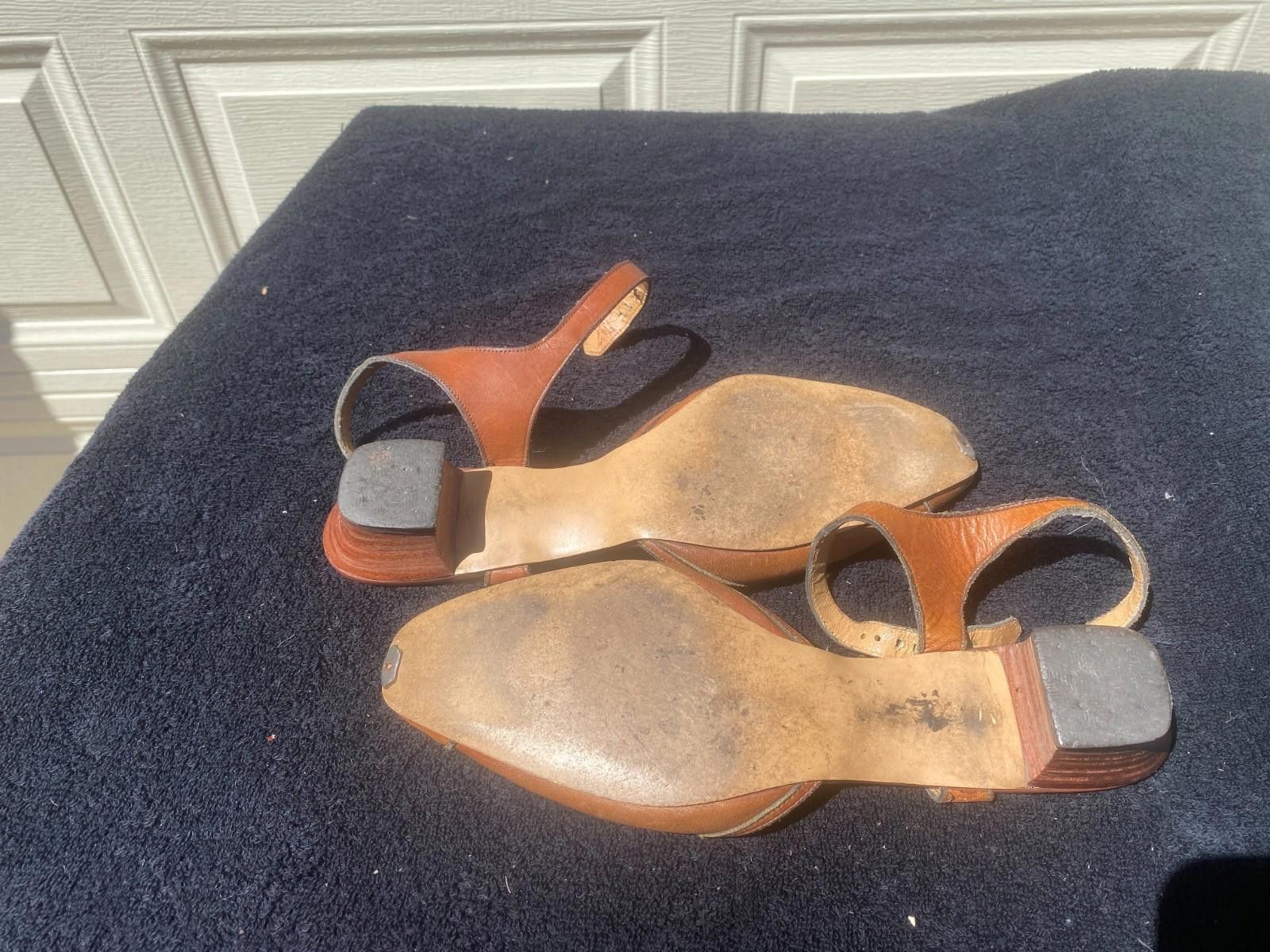Designer VINTAGE 50s/60s Leather Heels Ankle Strap (#S605) Size US 10 / IT 40 - 5 Thumbnail