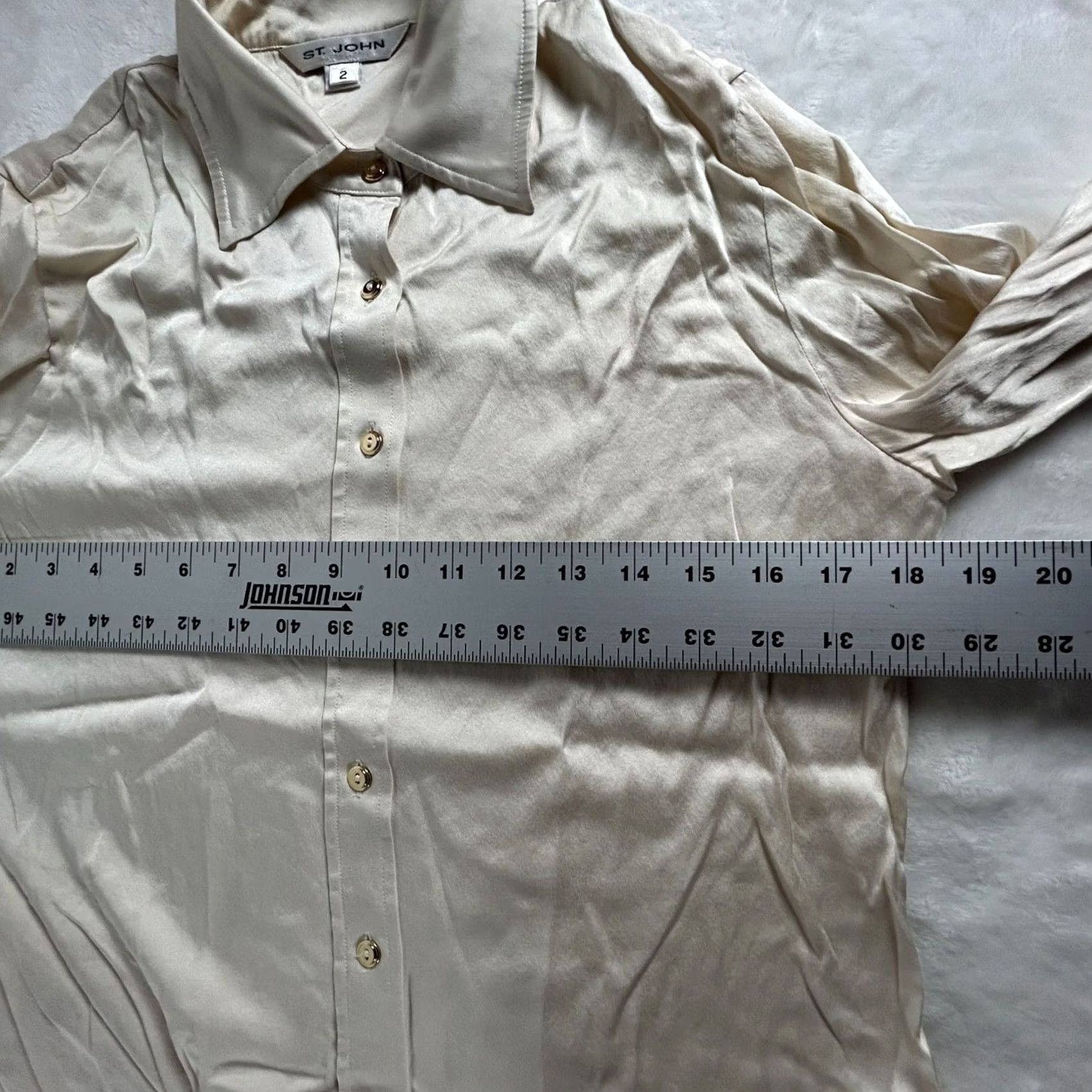 St. John St. John Beige Silk Blend Long Sleeve Button-Down Blouse Size 2 Casual Womens Shirt Size XS / US 0-2 / IT 36-38 - 7 Thumbnail