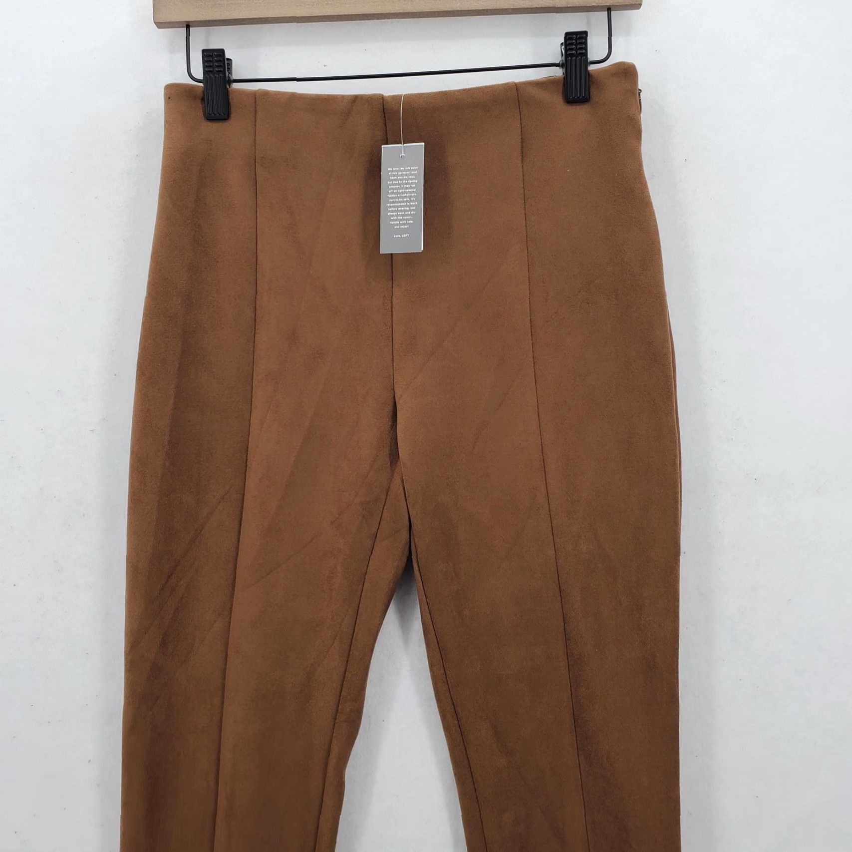 Loft LOFT Pants Womens 2P Petite Camel Brown Faux Suede Pull On Leggings Stretch NWT Size 26" / US 2 / IT 38 - 2 Thumbnail