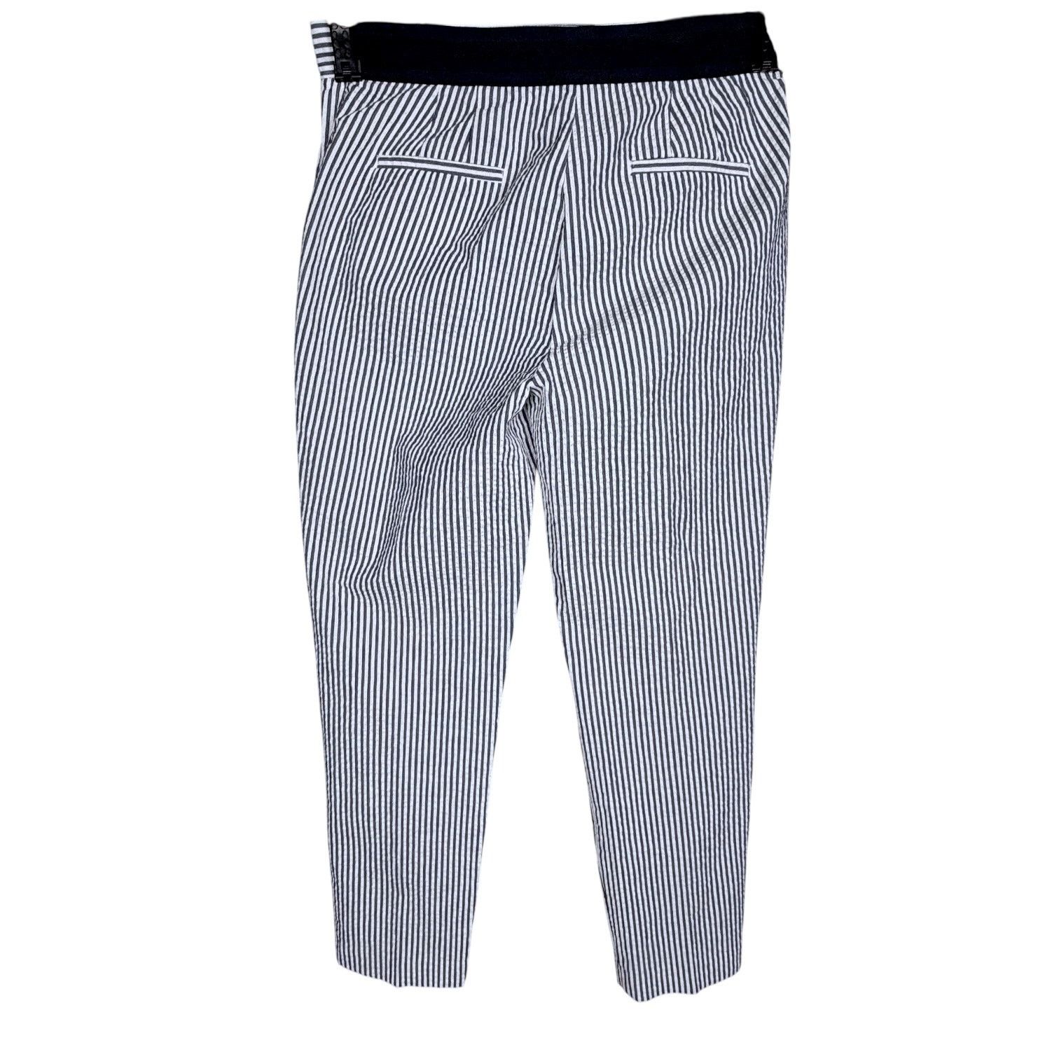 Zara Zara Womens Seersucker Blue White Striped Stretch Straight L Size 30" / US 8 / IT 44 - 2 Thumbnail