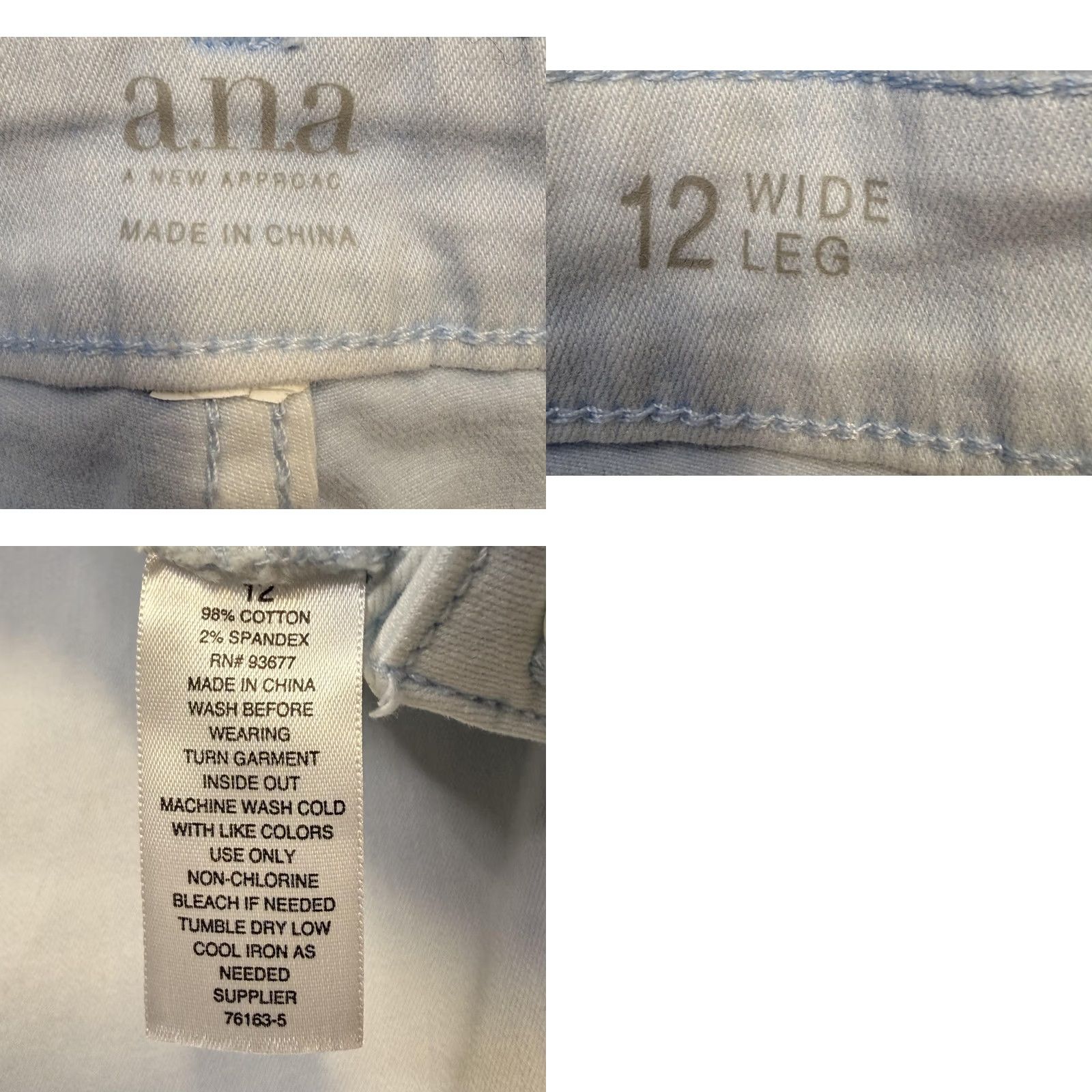 Vintage a.n.a A New Approach Jeans Womens 12 Light Wash Wide Leg Crop High Rise Button Fly Size 34" / US 12 / IT 48 - 8 Thumbnail