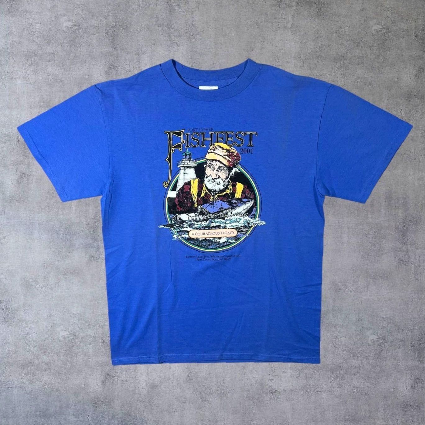 Vintage VINTAGE Port Dover Fishfest (2001) Canada Souvenir Graphic Blue Cotton T-Shirt Large Men Size US L / EU 52-54 / 3 - 2 Thumbnail