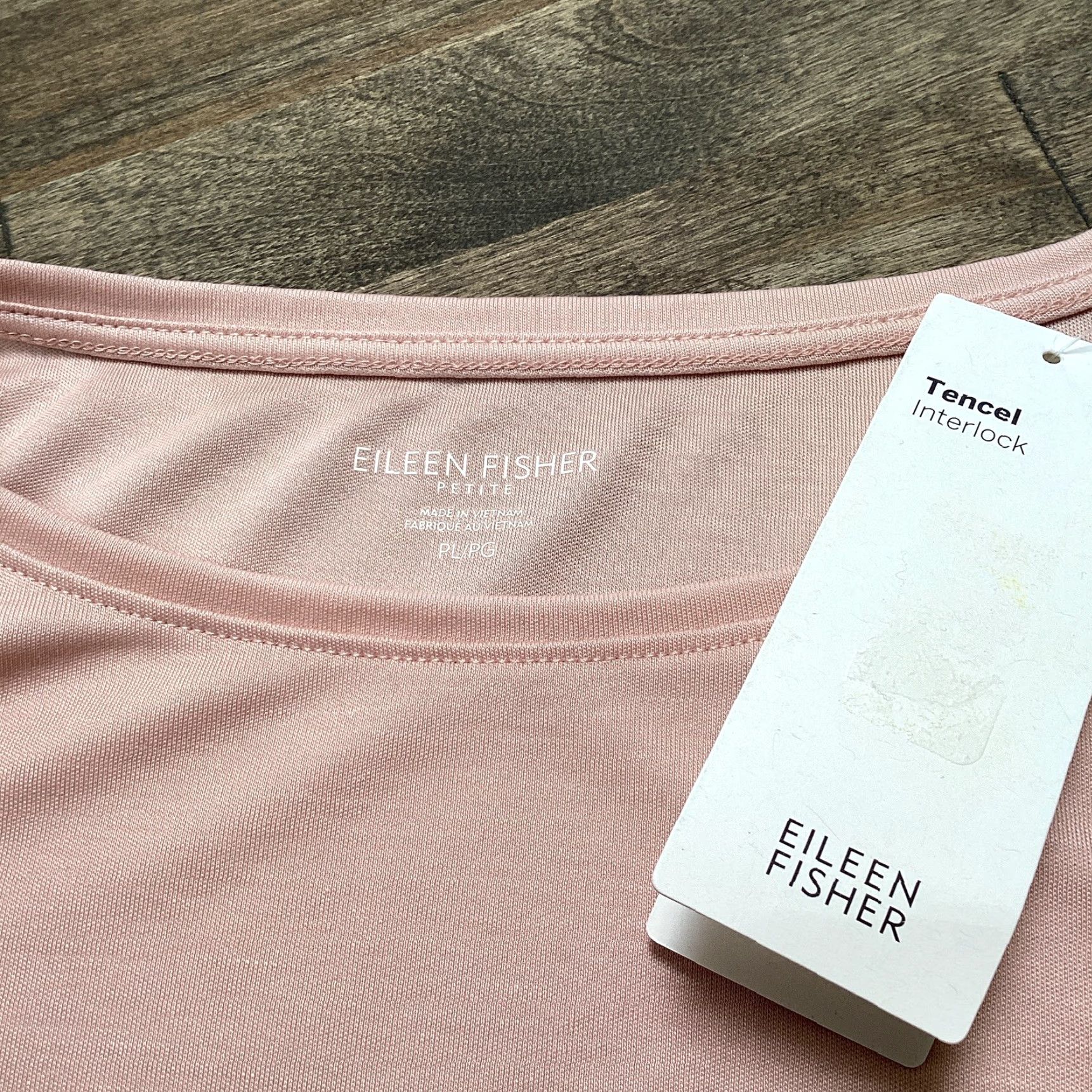 Eileen Fisher Eileen Fisher Top Women PL Powder Pink Tencel Interlock Scoop Neck Cap Sleeve T Size L / US 10 / IT 46 - 4 Thumbnail