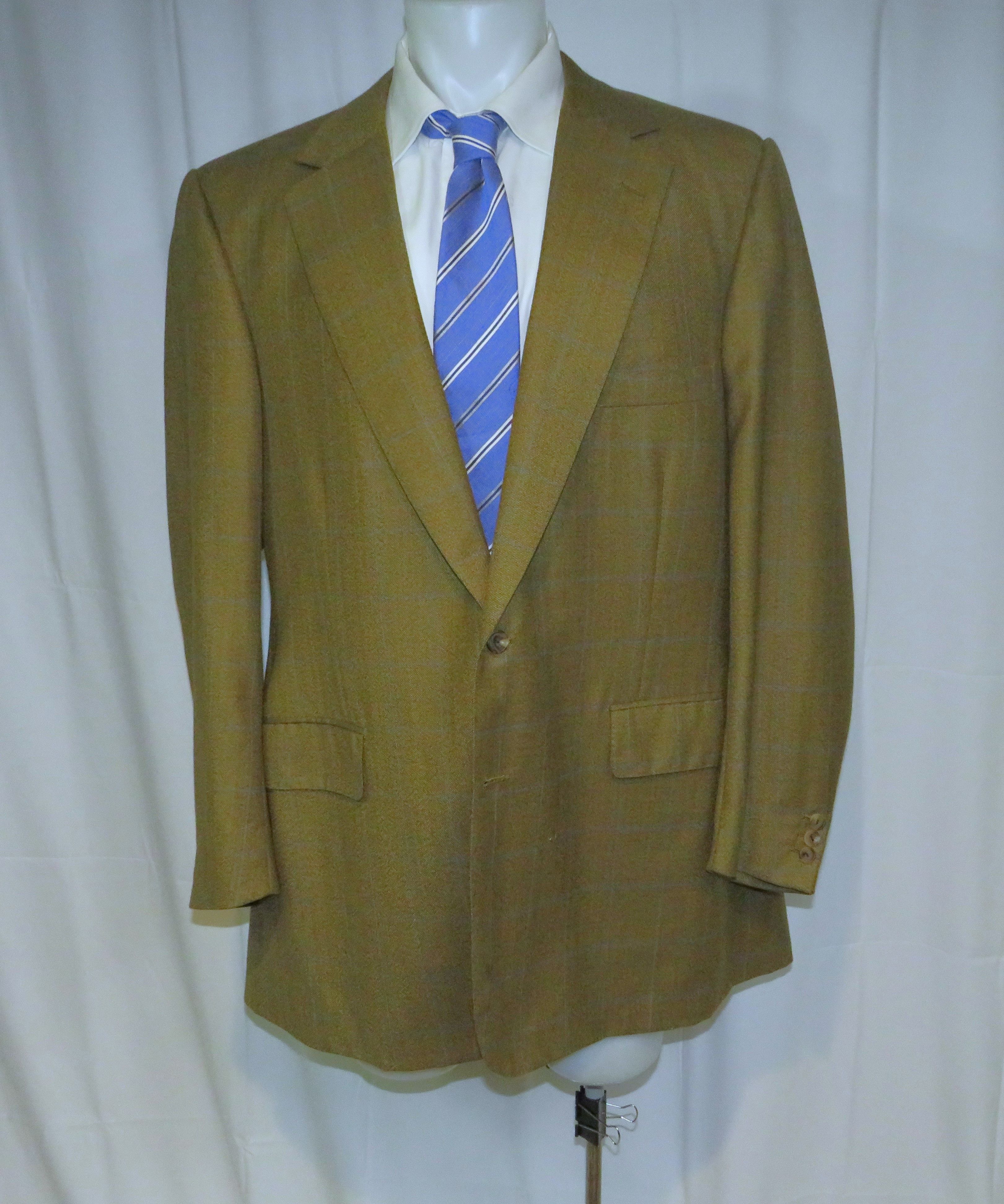 Henry Poole × Savile Row Bespoke Brown Windowpane Two Button 48XL Size 48L - 1 Thumbnail