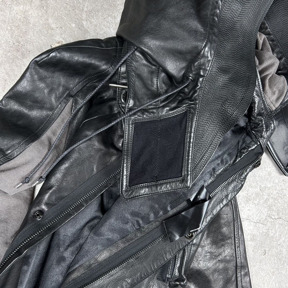S/STERE S/STERE 2011SS Hooded Panel Leather Jacket Size US M / EU 48-50 / 2 - 11 Thumbnail