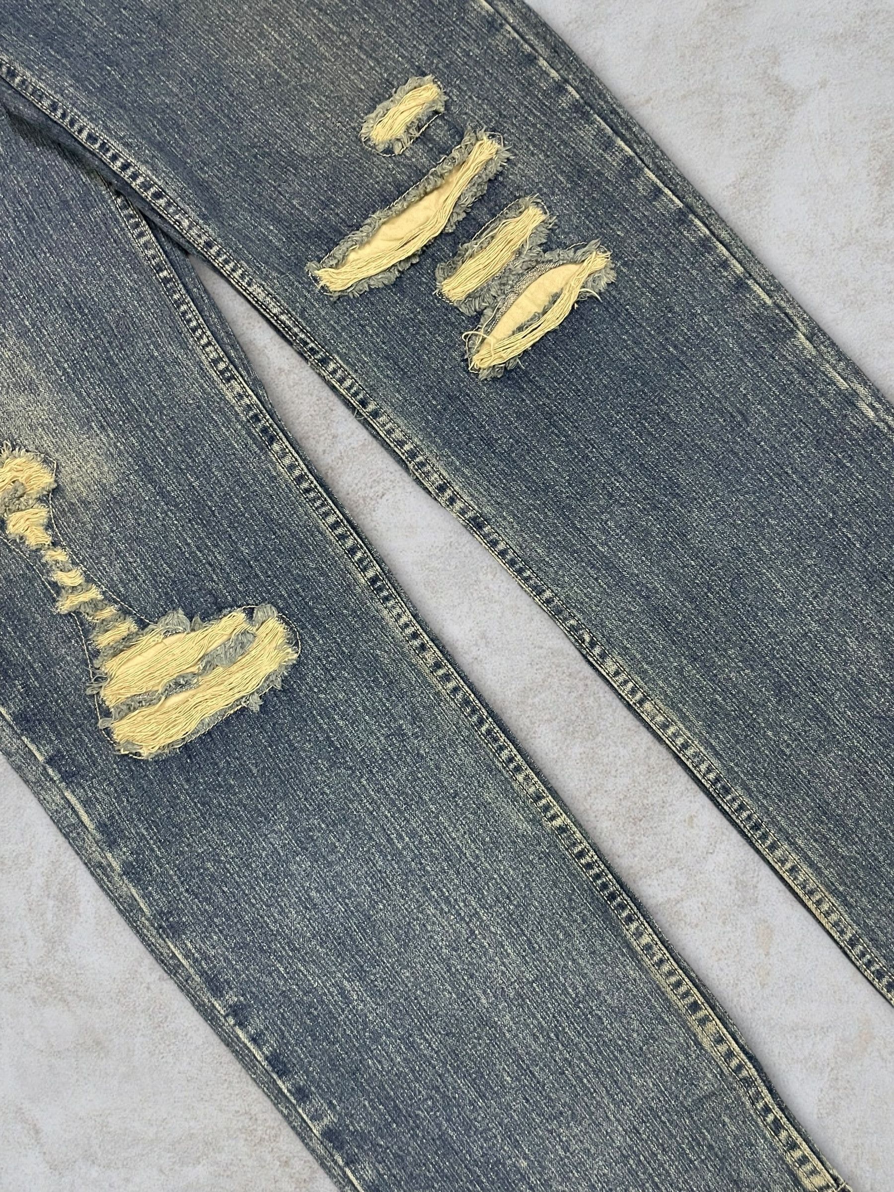 Japanese Brand Vintage Japanese Distressed Sand Washed Whiskering Jeans Size US 32 / EU 48 - 4 Thumbnail