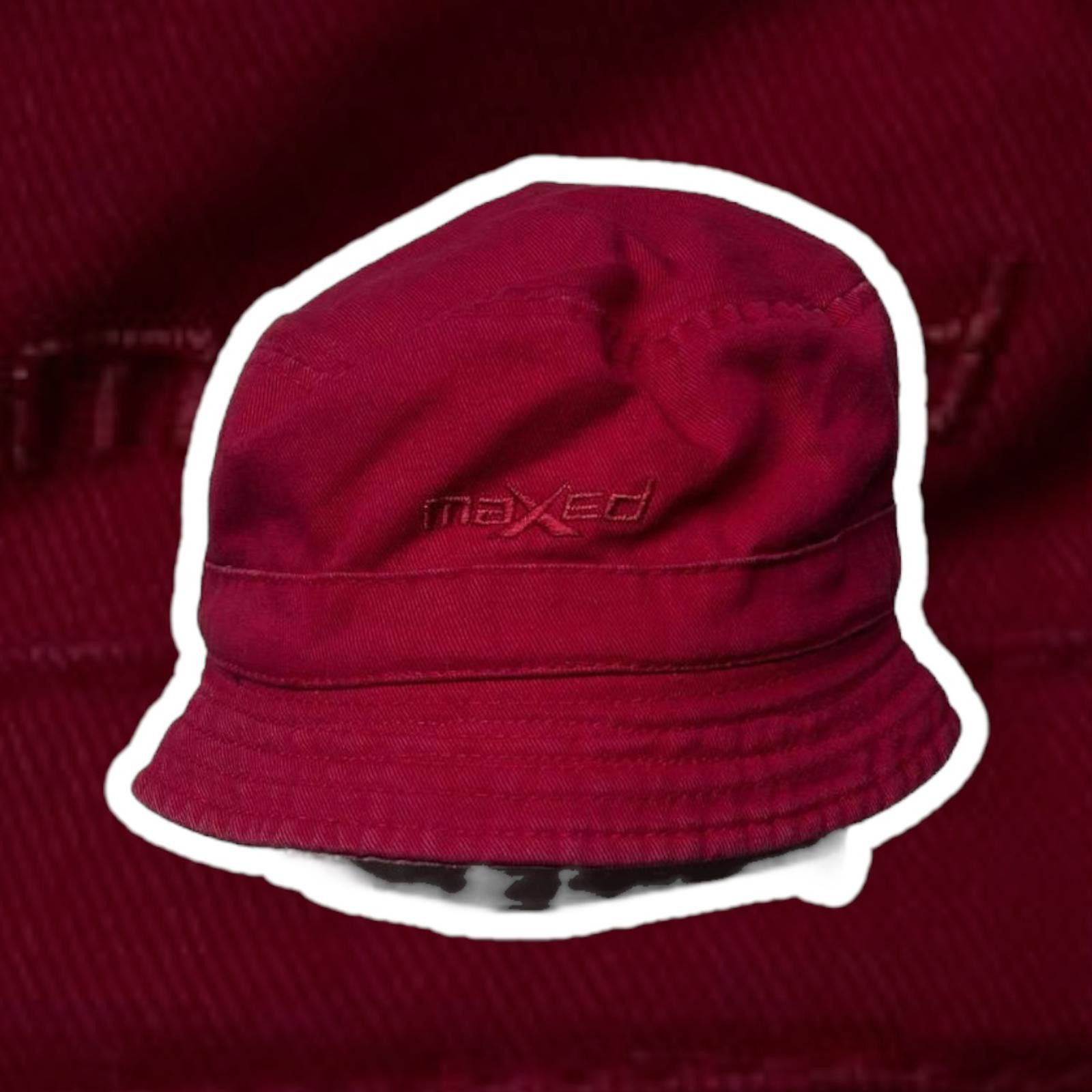 Designer Maxed Red Bucket Hat - Stylish Unisex Headwear Size ONE SIZE - 1 Thumbnail