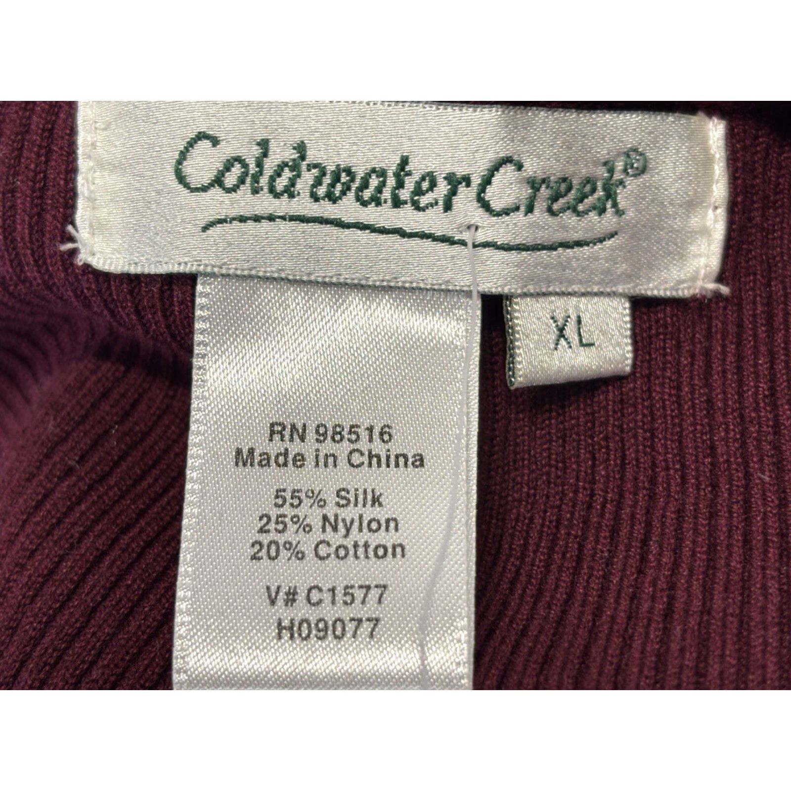 Coldwater Creek VINTAGE Coldwater Creek Cardigan Sweater Women XL Burgundy Silk Blend Pleated Trim V-Neck Long Sleeve Knit Cardigan Womens Size XL Size XL / US 12-14 / IT 48-50 - 7 Thumbnail