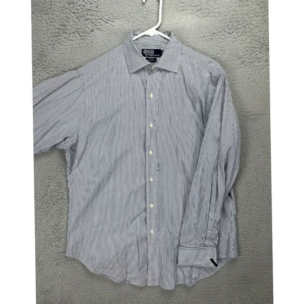 Polo Ralph Lauren Polo Ralph Lauren Mens Dress Shirt Philip Blue White Striped Button Up 15.5 33 Size 42R - 3 Thumbnail