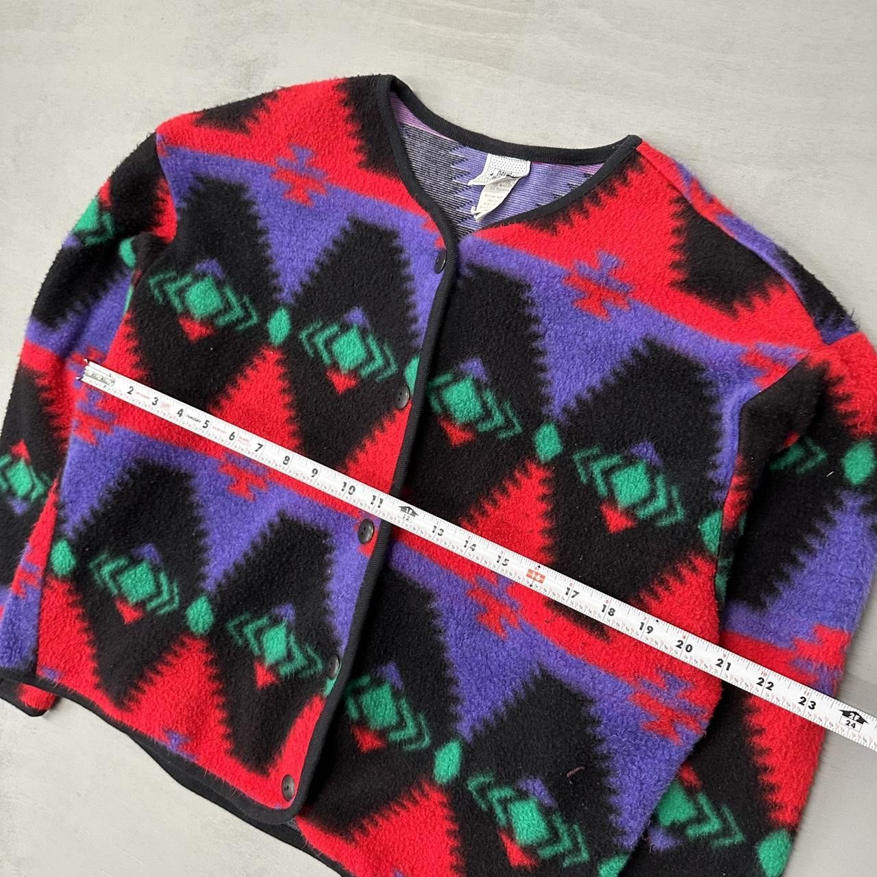 Vintage Vintage 80s Aztec Cardigan David Wayne Fleece Sweater Large Size L / US 10 / IT 46 - 4 Thumbnail