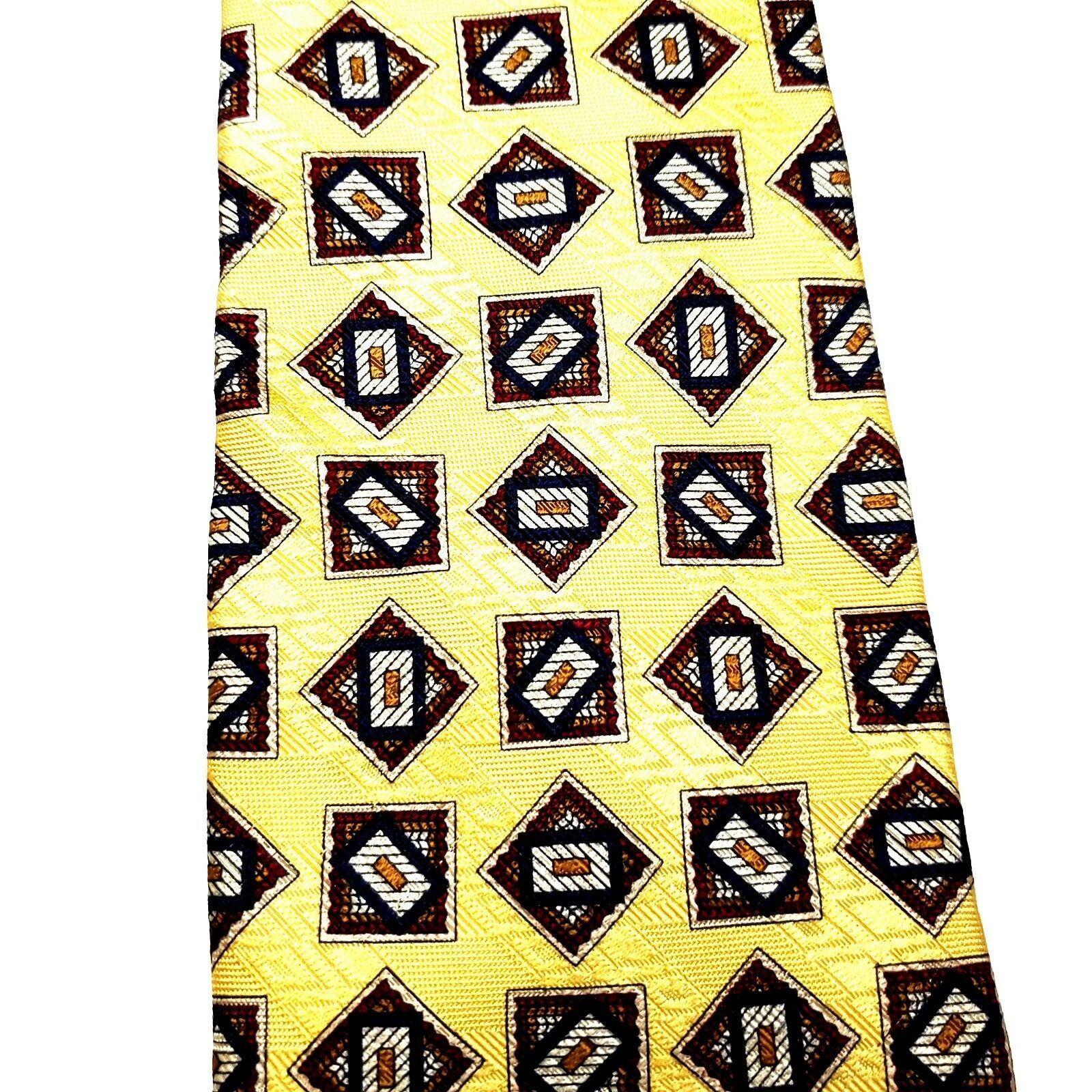 Pendleton Mark Pendleton Silk Tie Yellow Print Geometric Classic Size ONE SIZE - 2 Thumbnail
