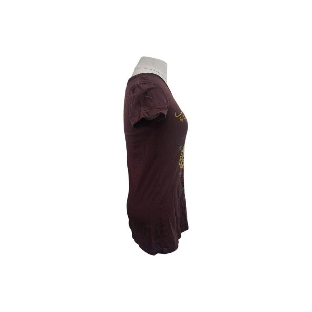Designer CT1804 Ed Hardy Brown T=shirt with Studded Rose XS Size XS / US 0-2 / IT 36-38 - 4 Thumbnail
