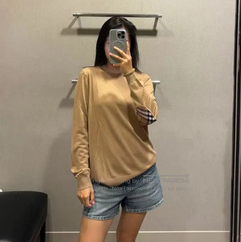 Burberry Burberry Khaki Wool Logo Knit Top for Women. Size M / US 6-8 / IT 42-44 - 9 Thumbnail
