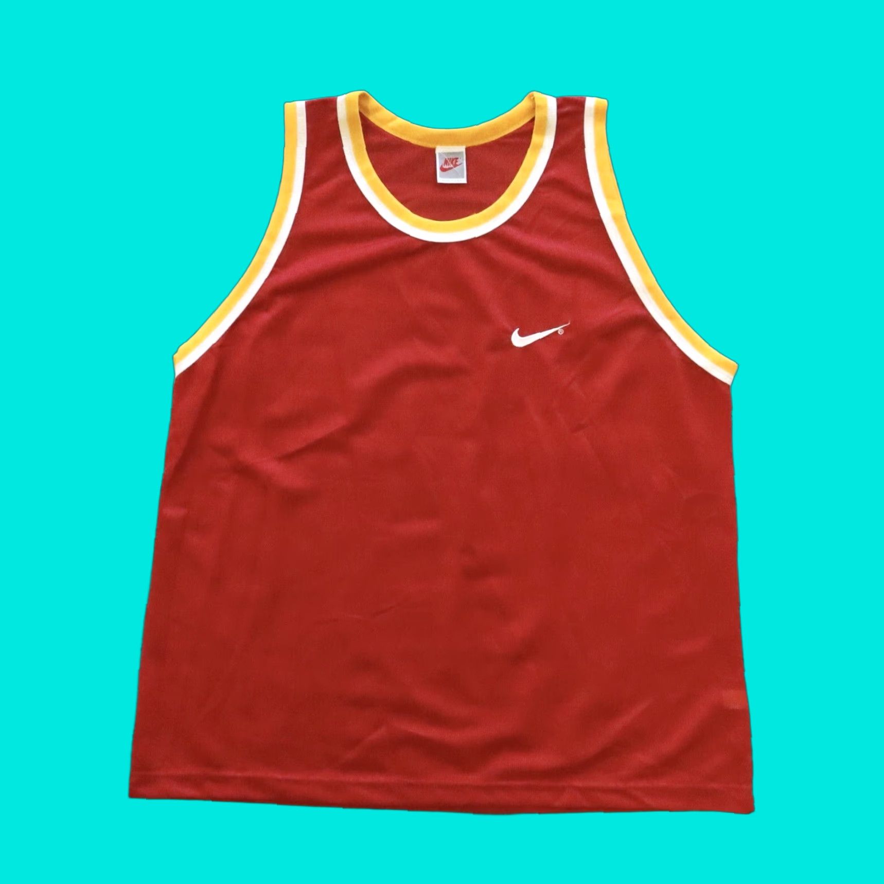 Nike Vintage Nike Swoosh Logo Basketball Jersey Tank L Red Men Mens Size US L / EU 52-54 / 3 - 1 Thumbnail