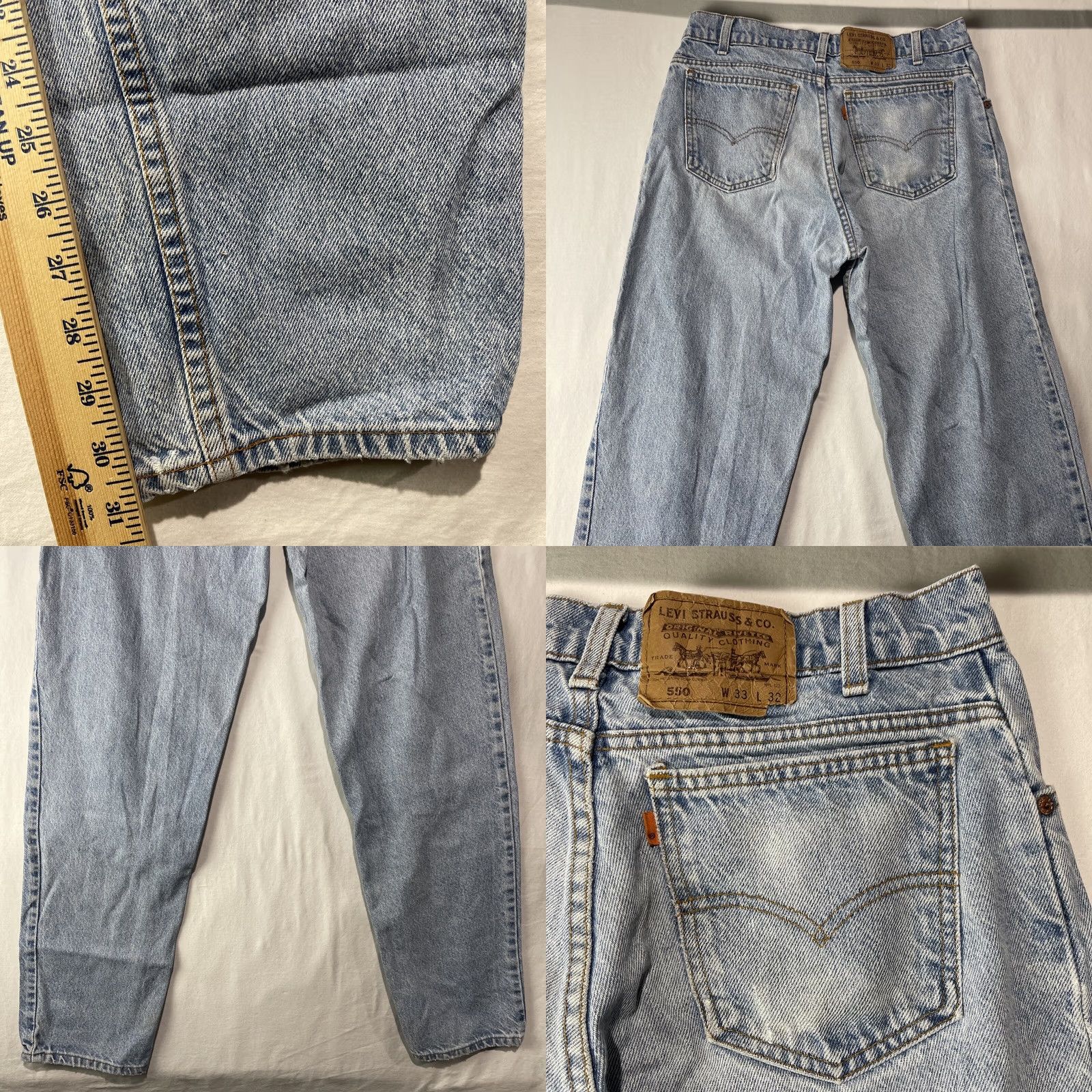 Levi's Levis Jeans Mens 550 33x32 Relaxed Fit Denim Vintage 5-Pocket Blue Cotton Size US 33 - 9 Thumbnail