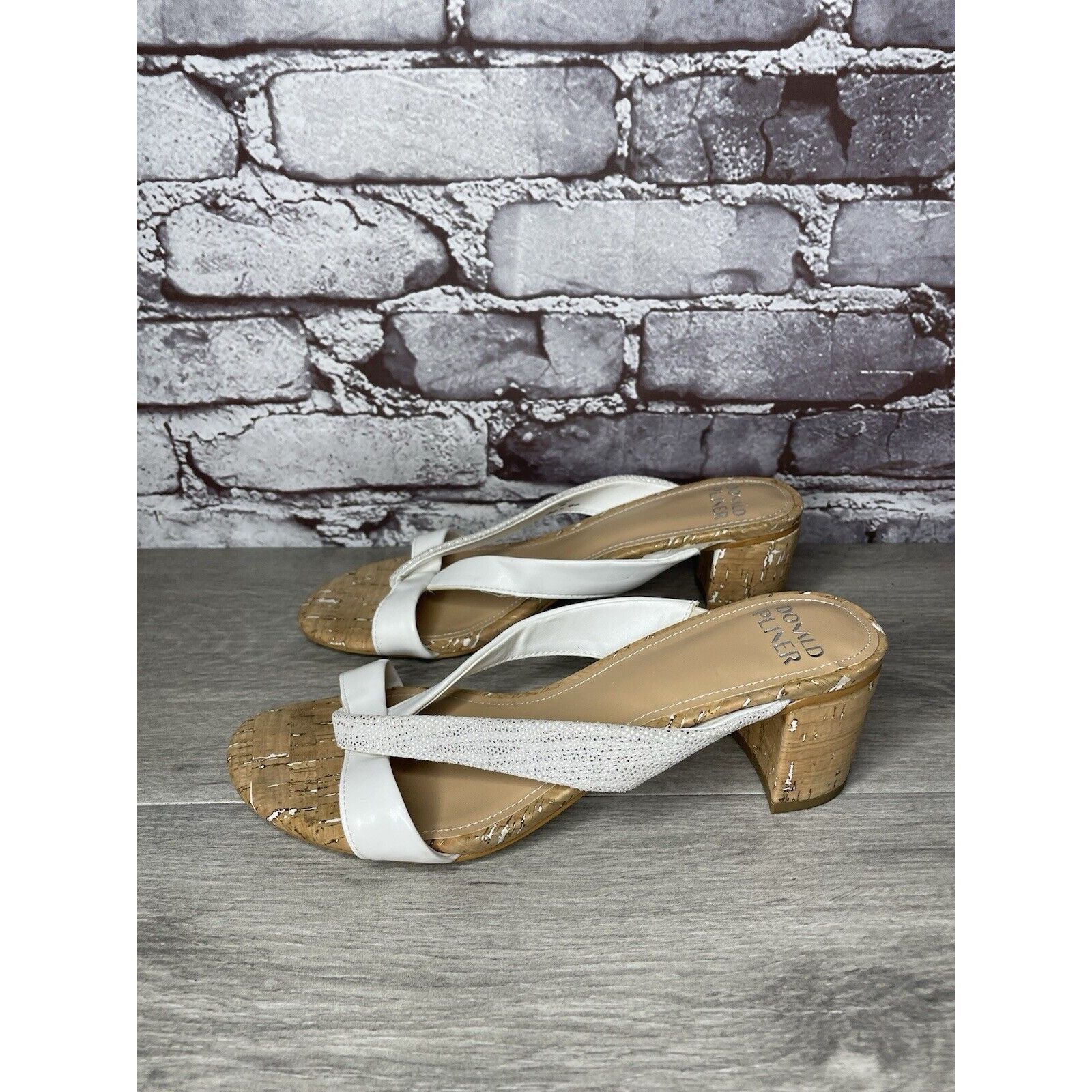 Donald Pliner Donald Pliner OONA White Leather Open Toe Cork Heel Sandals Size US 8 / IT 38 - 10 Thumbnail