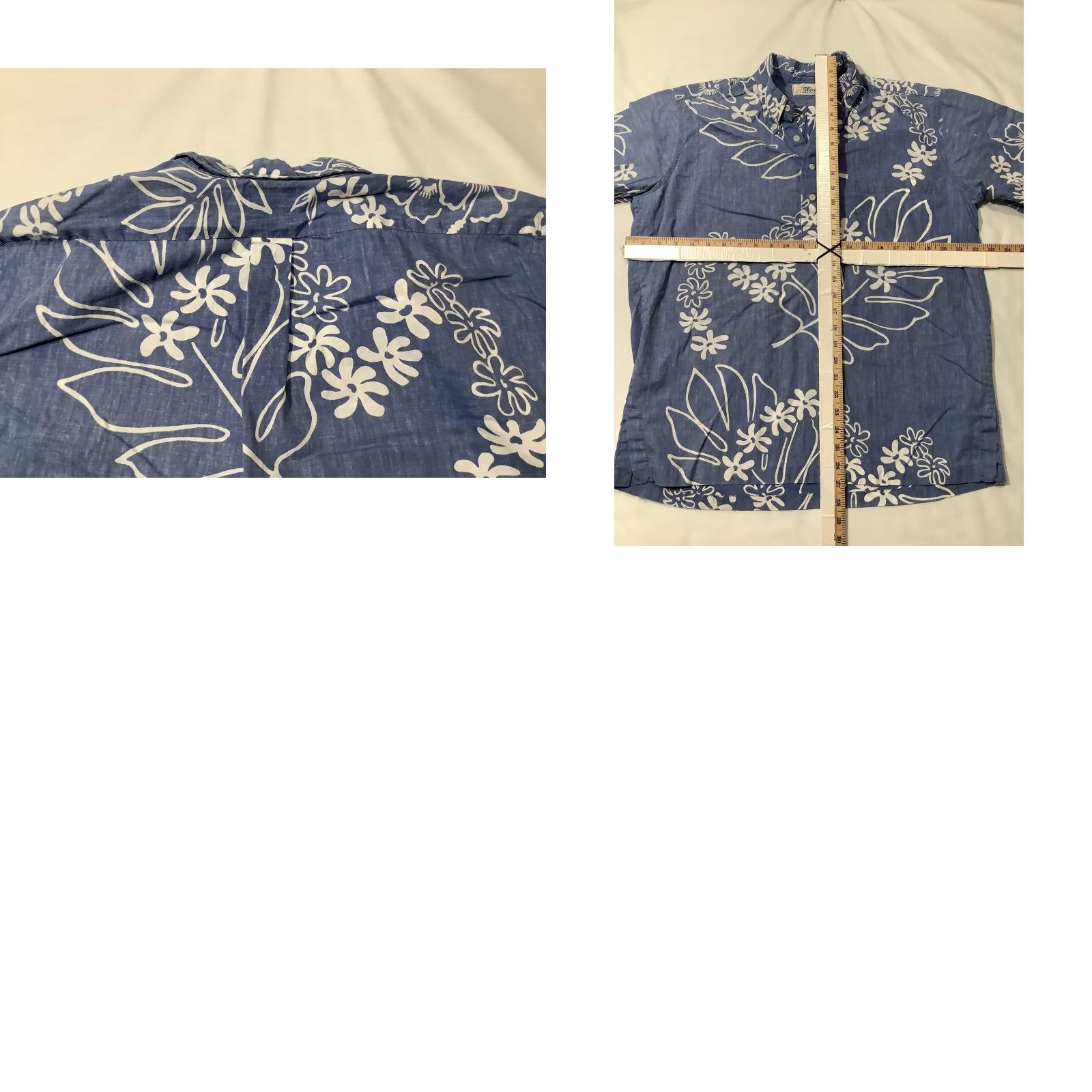 Reyn Spooner VINTAGE Reyn Spooner Shirt Mens Large Blue Chambray Hawaiian Floral Short Sleeve Aloha Size US L / EU 52-54 / 3 - 8 Thumbnail