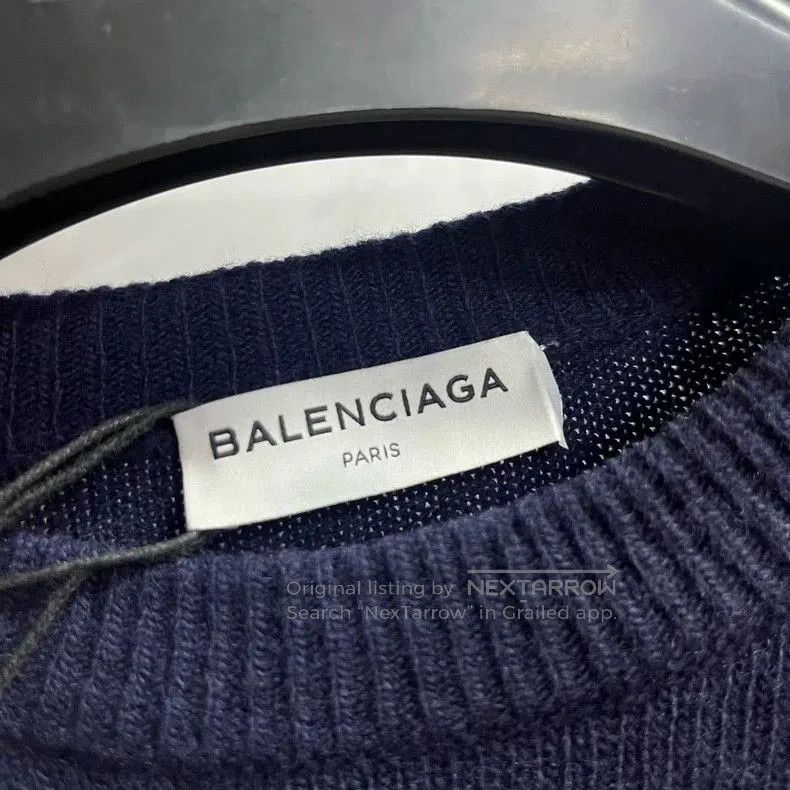 Balenciaga Balenciaga Navy Wool Logo Sweater. Size US S / EU 44-46 / 1 - 2 Thumbnail