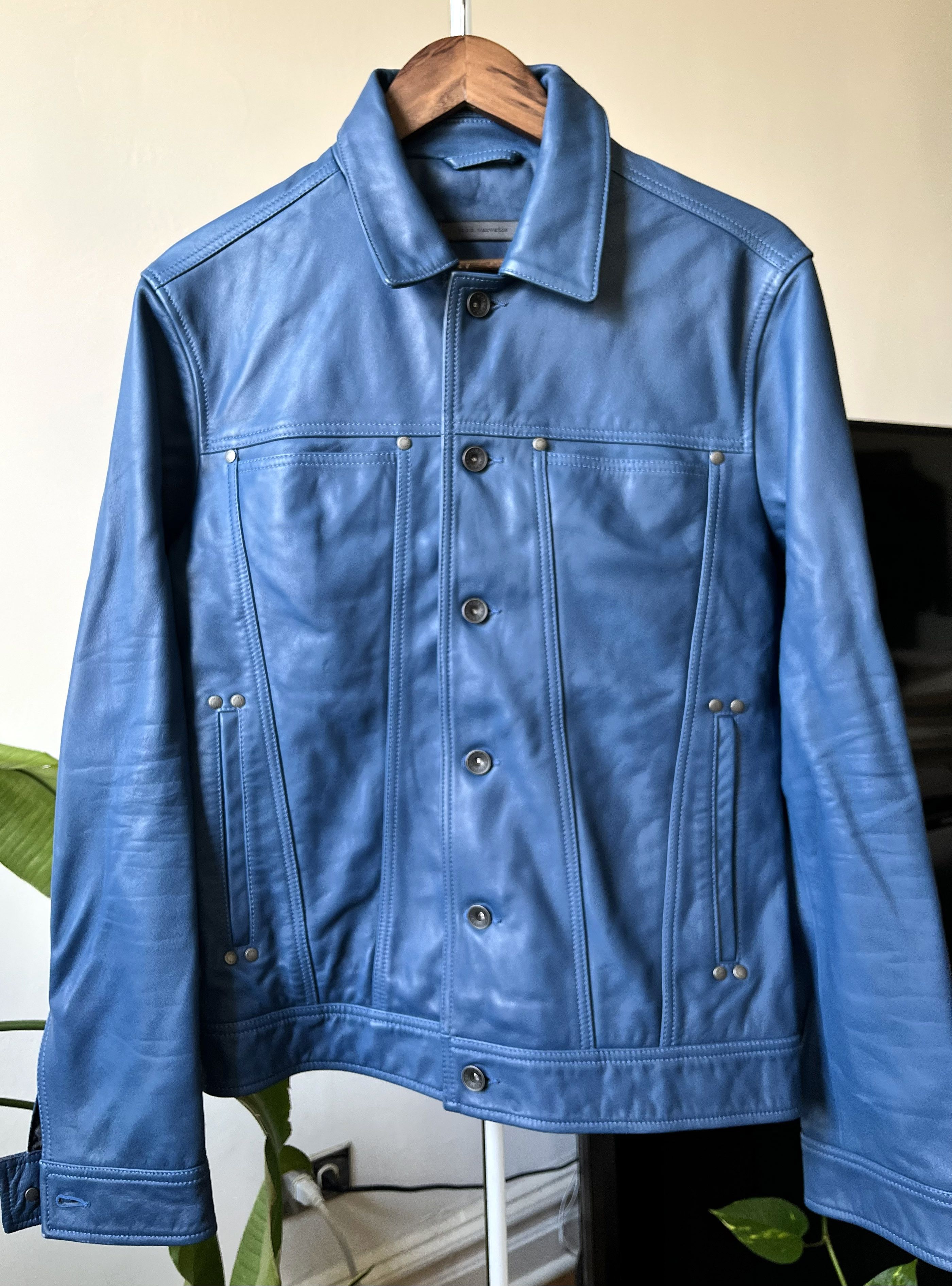 John Varvatos JOHN VARVATOS - BLUE LEATHER JACKET Size US M / EU 48-50 / 2 - 1 Thumbnail