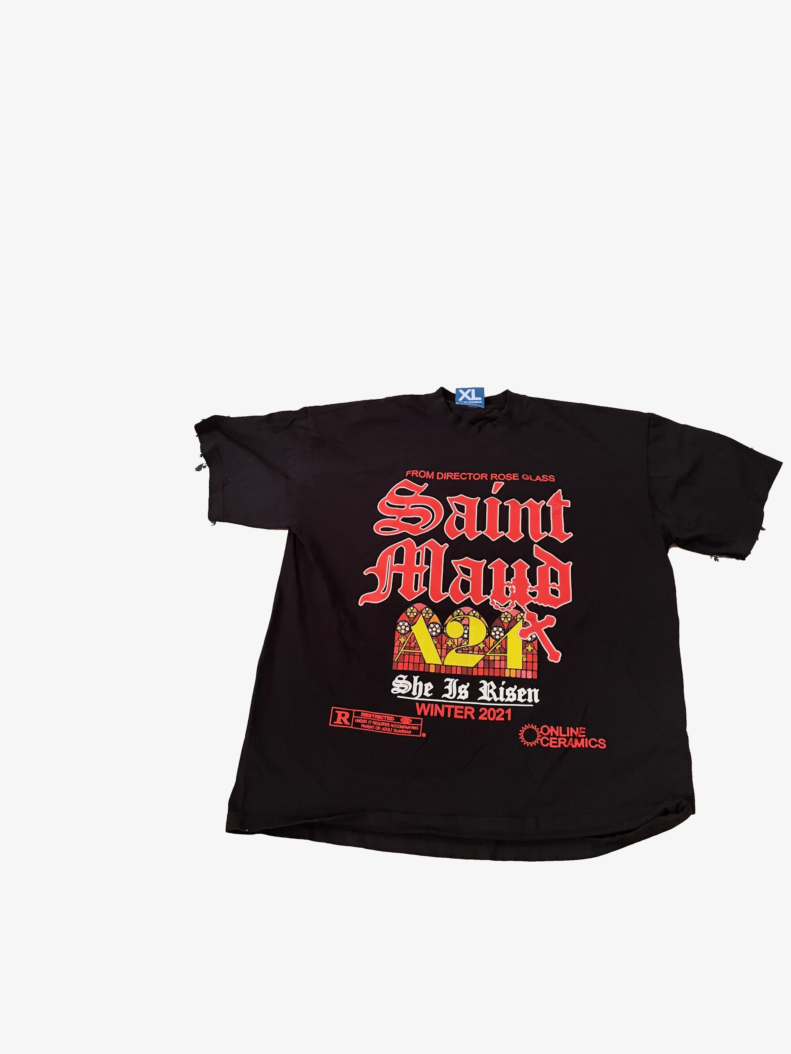 image of Online Ceramics Saint Maud Stained Glass Tee in Black, Men's (Size XL)