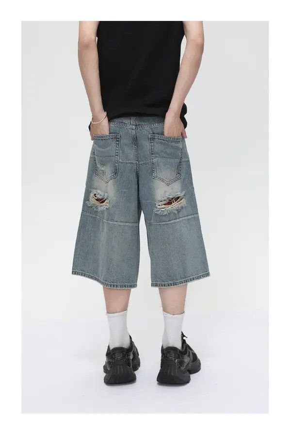 Japanese Brand Japanese retro distressed straight ripped denim shorts Size US 32 / EU 48 - 5 Thumbnail