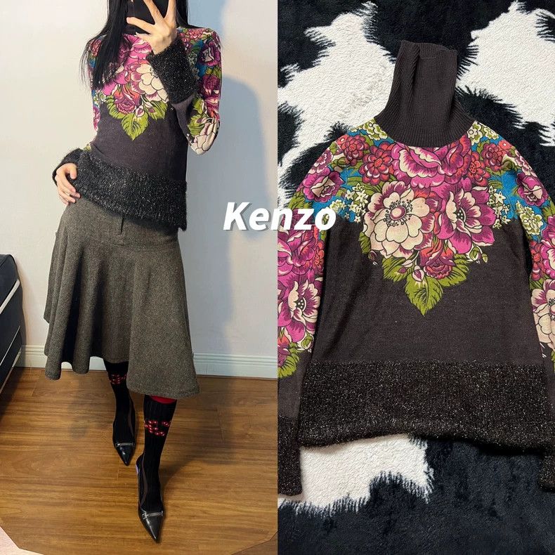 Kenzo Kenzo Floral Turtleneck Knit Top - dmc Size US M / EU 48-50 / 2 - 1 Thumbnail