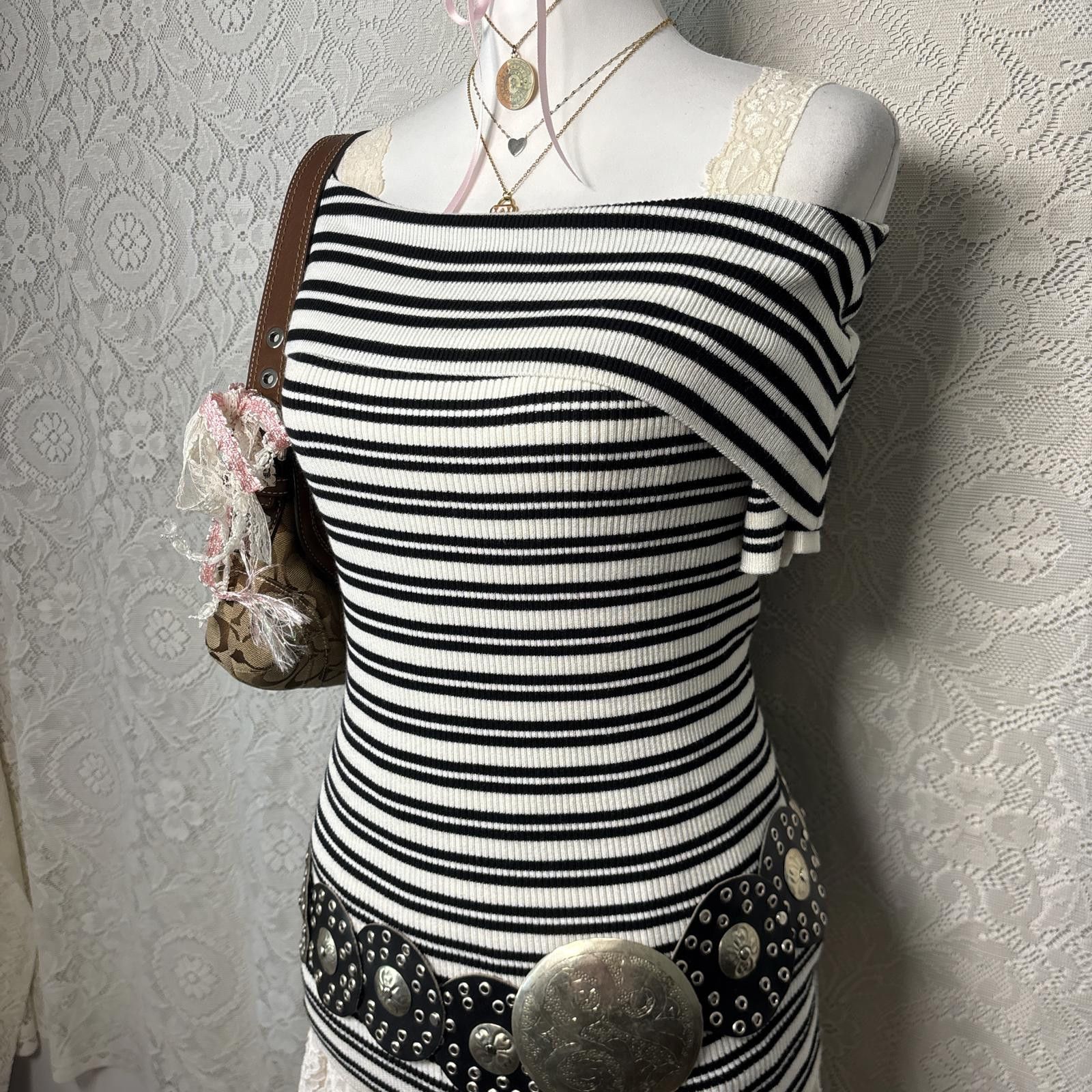 Other y2k striped off the shoulder sweater top Size XS / US 0-2 / IT 36-38 - 4 Thumbnail
