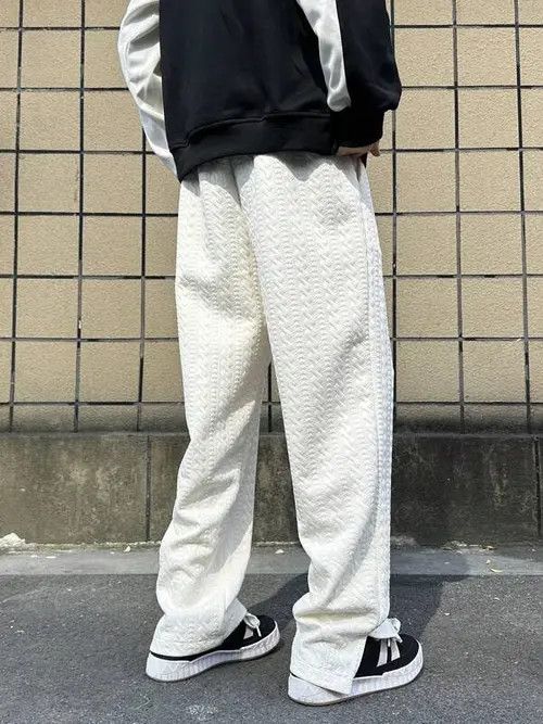 Japanese Brand × Vintage cable-knit Loose fit Wide Y2k Sweatpants Size US 34 / EU 50 - 3 Thumbnail