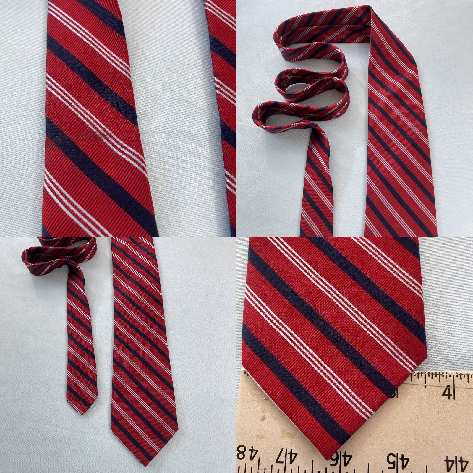 Vintage Eagle Silk Neck Tie Repp Striped Red White Blue 3.5x61" Classic Woven Tie Designer Men’s Size ONE SIZE - 11 Thumbnail