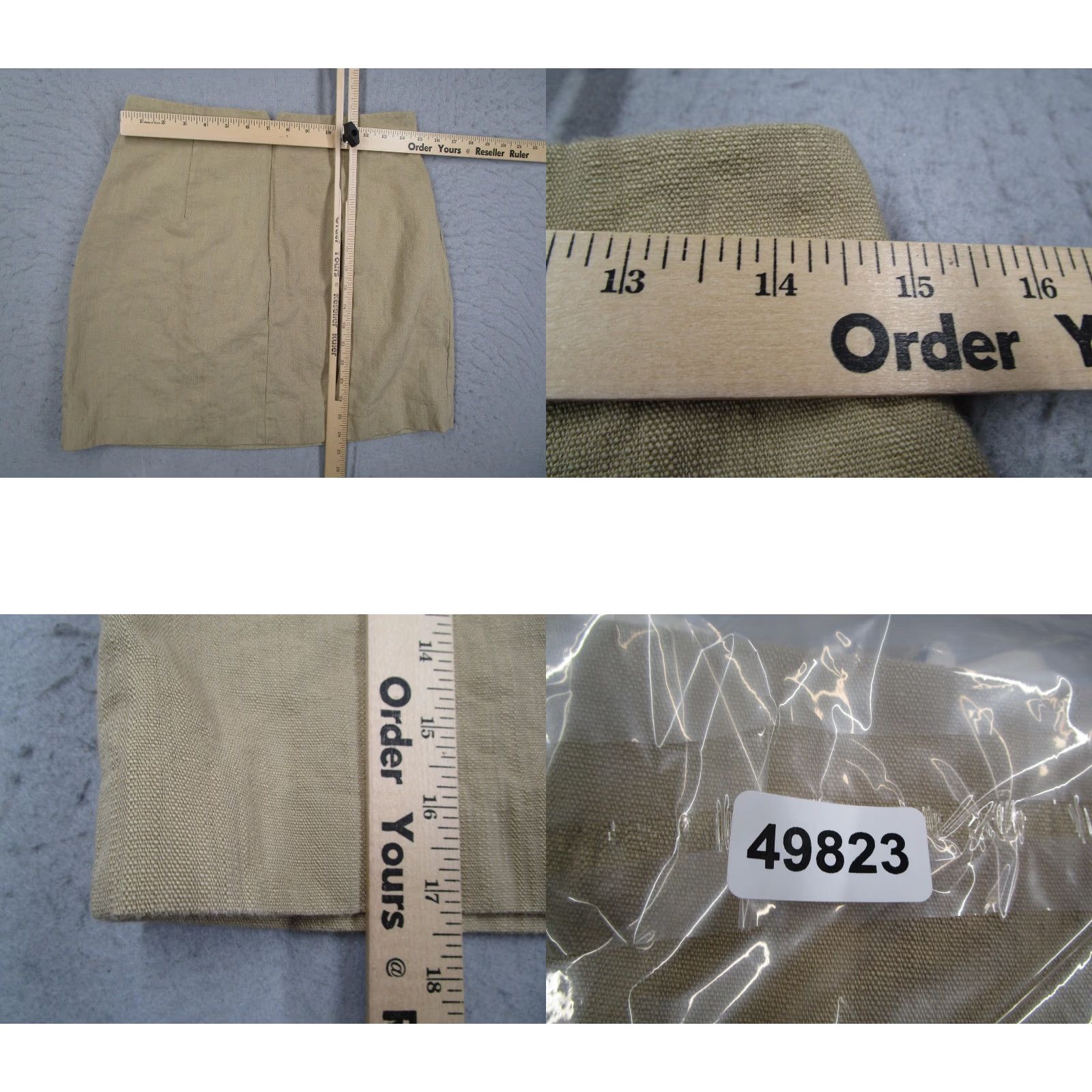 Sandro Sandro Paris Skirt Womens Large Khaki Linen Cotton Button Front High Waist Mini Size 26" / US 2 / IT 38 - 8 Thumbnail