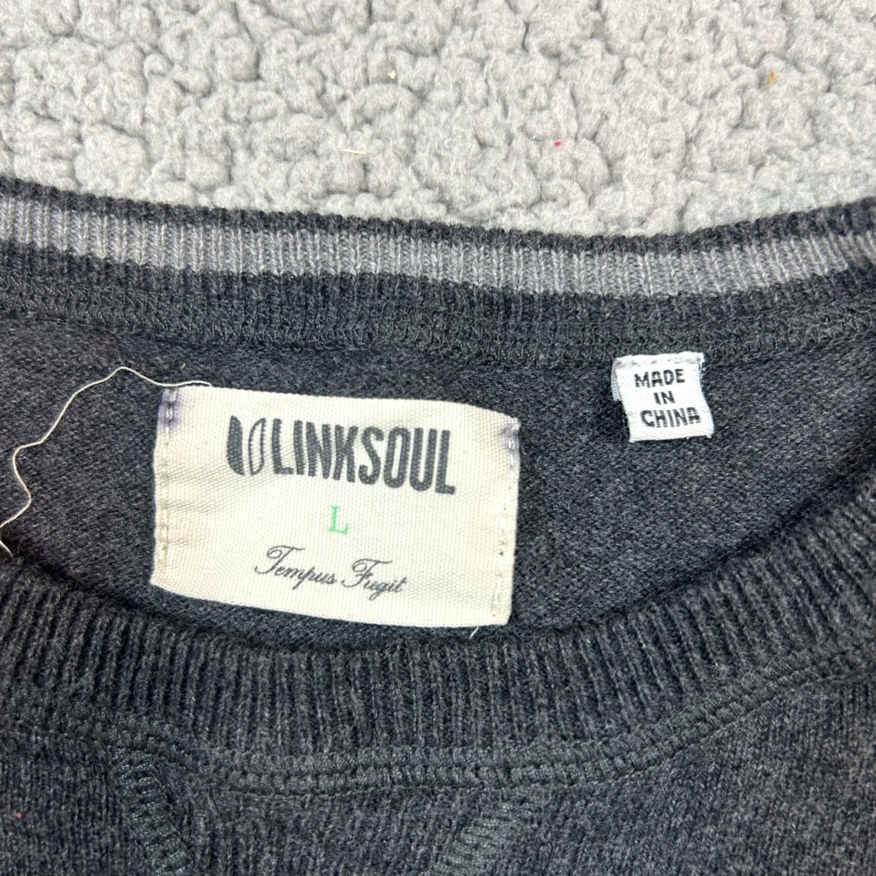 Vintage Linksoul Sweater Mens L Charcoal Gray Knit Crew Neck Elbow Patches Cotton Cashmere Blend Casual-Party-Golf-Outdoor-Preppy Pullover Size US L / EU 52-54 / 3 - 3 Thumbnail