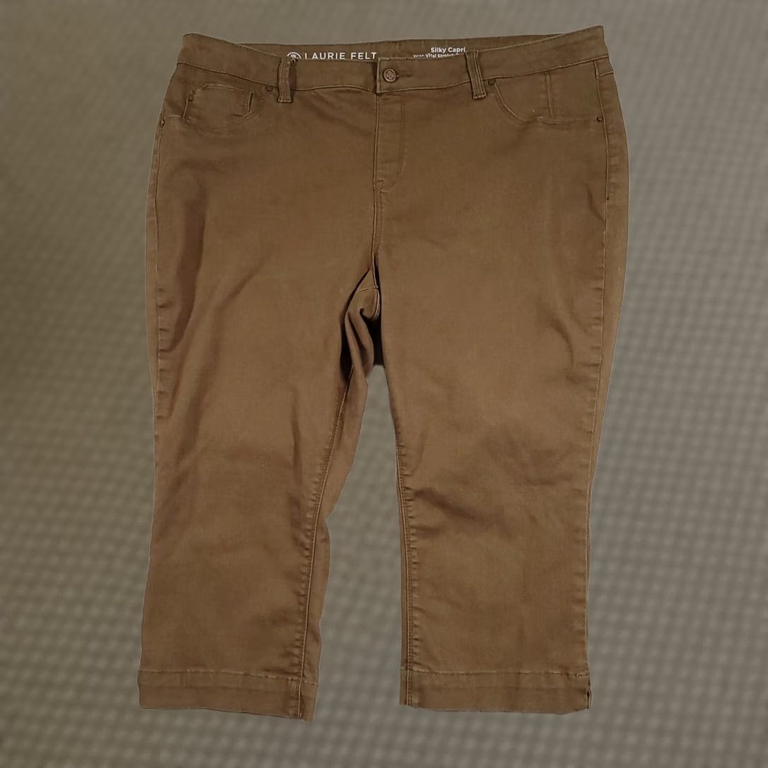 Vintage Laurie Felt Jeans Capri Women's 1XP Petite Brown Button Stretch Silky Dark Wash Denim 5-Pocket Size 27" / US 4 / IT 40 - 1 Thumbnail