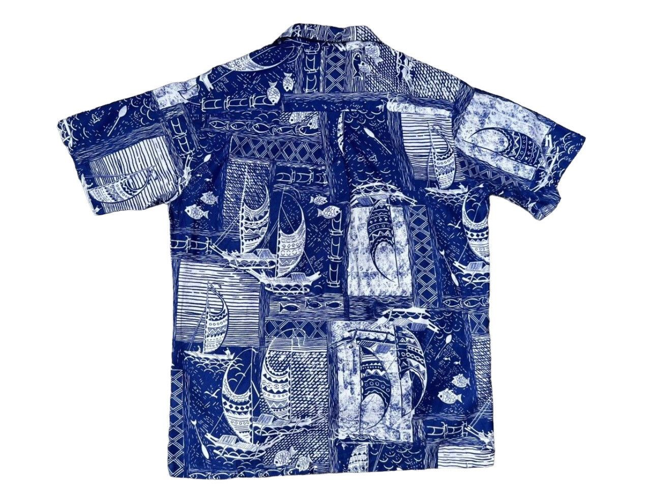 Diamond Head Vintage 60s Diamond Head Sportswear Blue Hawaiian Shirt Size US M / EU 48-50 / 2 - 2 Thumbnail